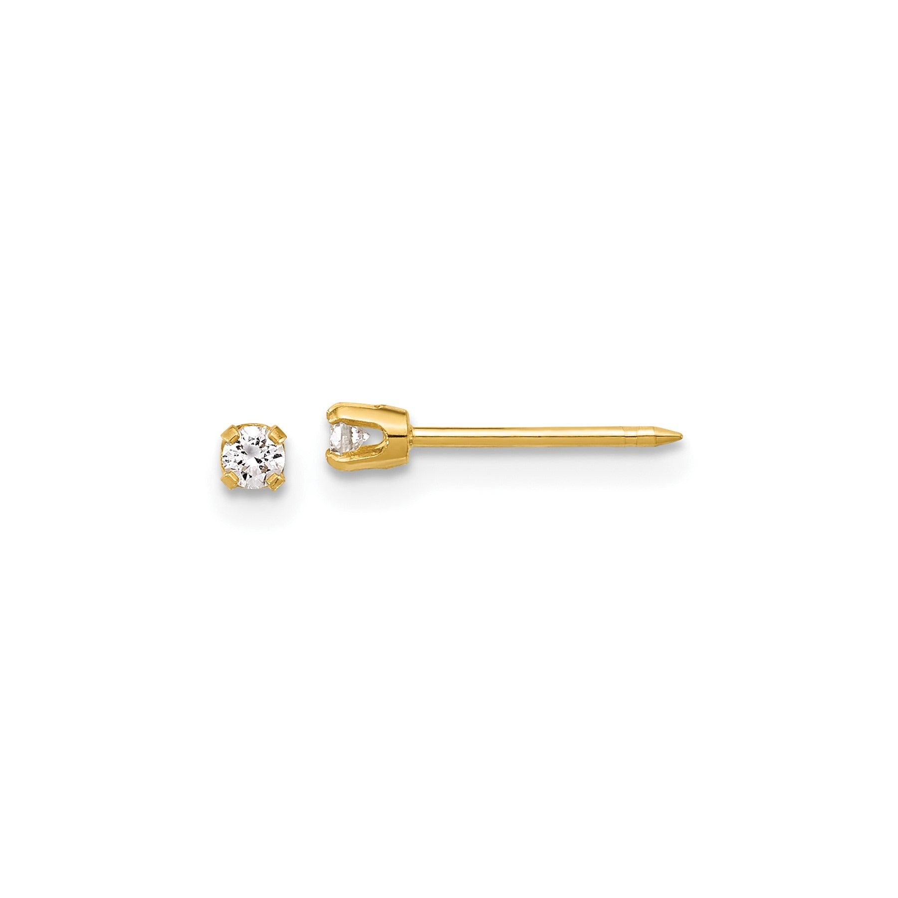 14k Yellow Gold Lab Grown Diamond Studs Post Piercing Earrings