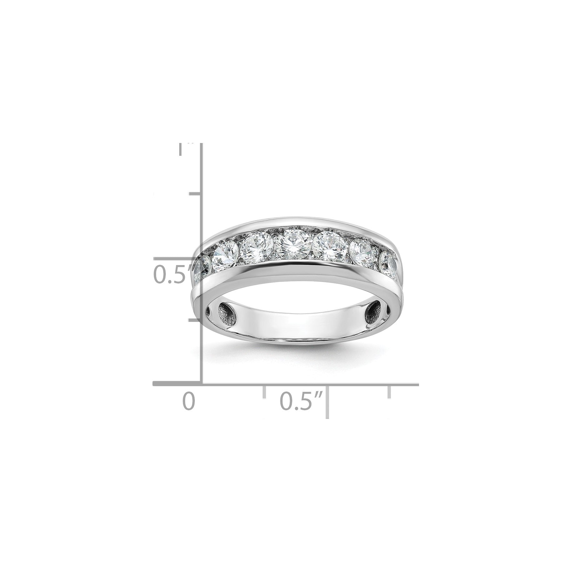 14k White Gold Seven Stone Men's Ring Mounting