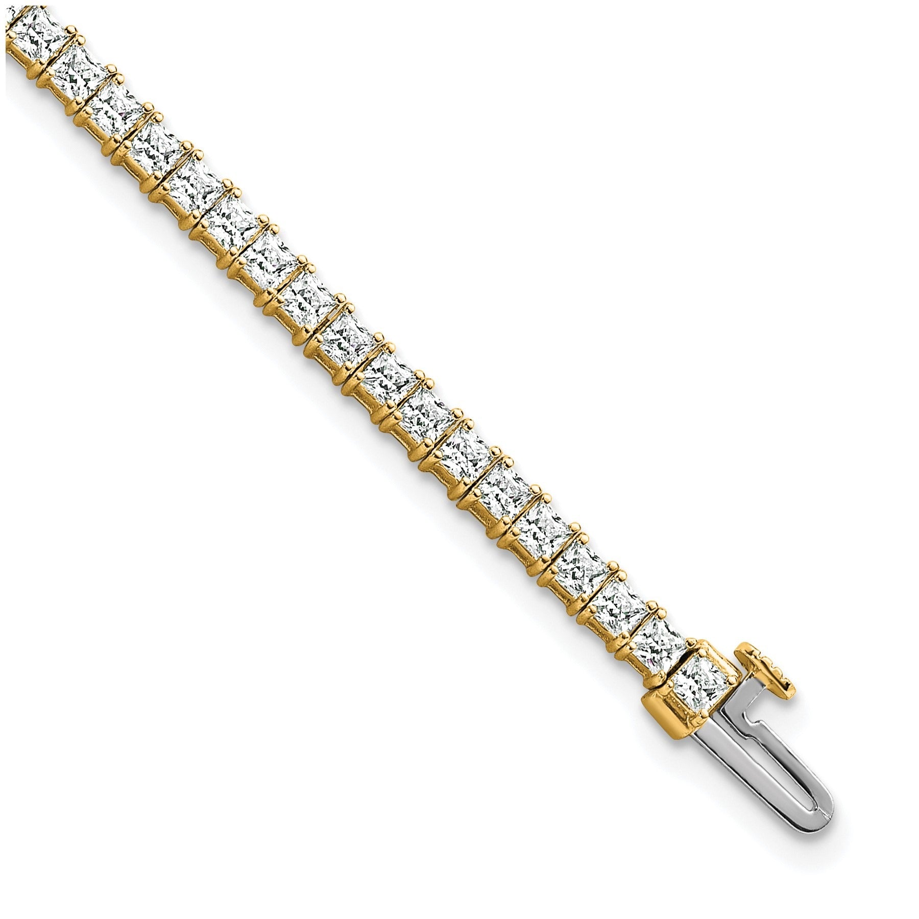 14K Yellow Gold Lab Grown Diamond Princess Tennis Bracelet