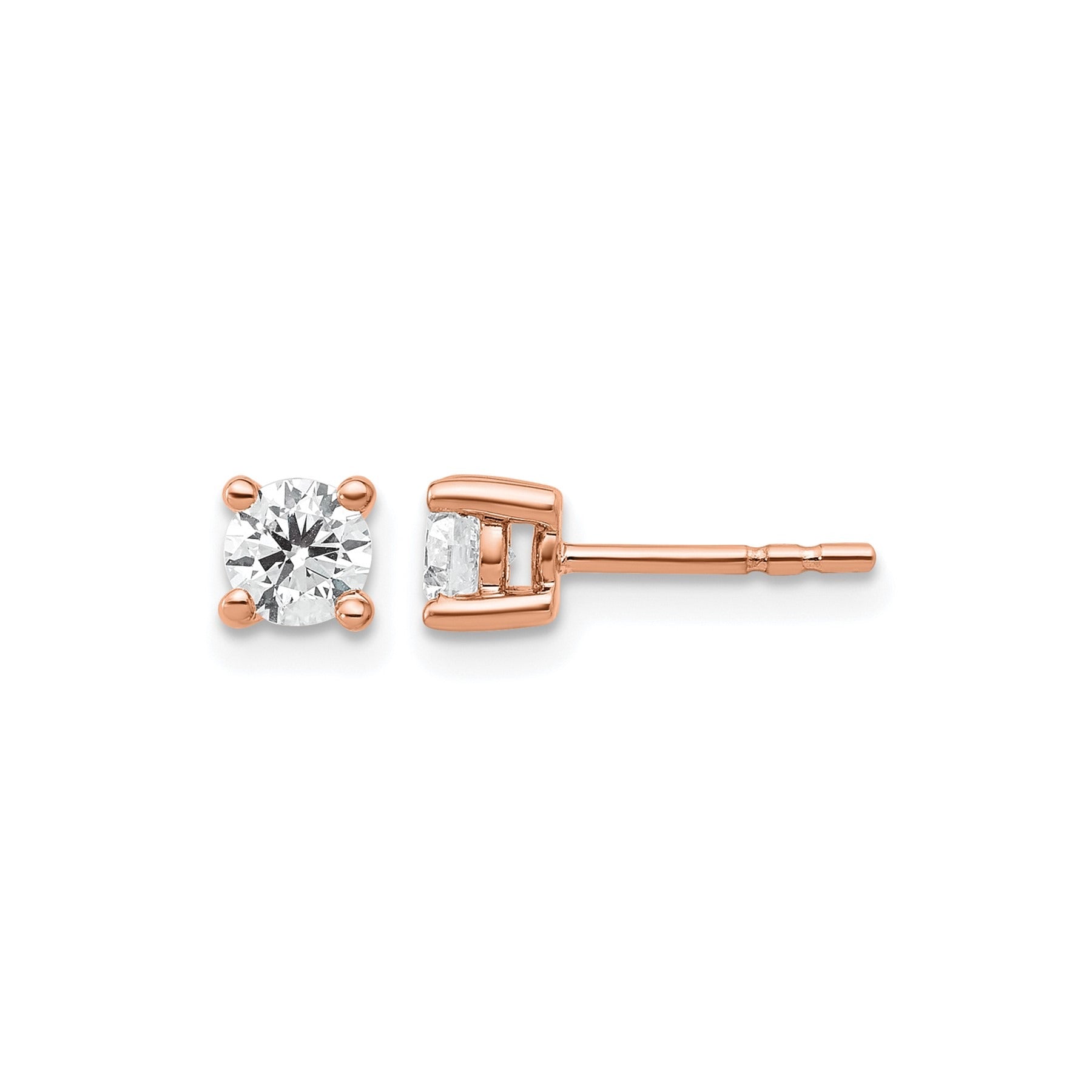 IGI Certified Round Lab Grown Diamond Solitaire Stud Earrings Rose Gold