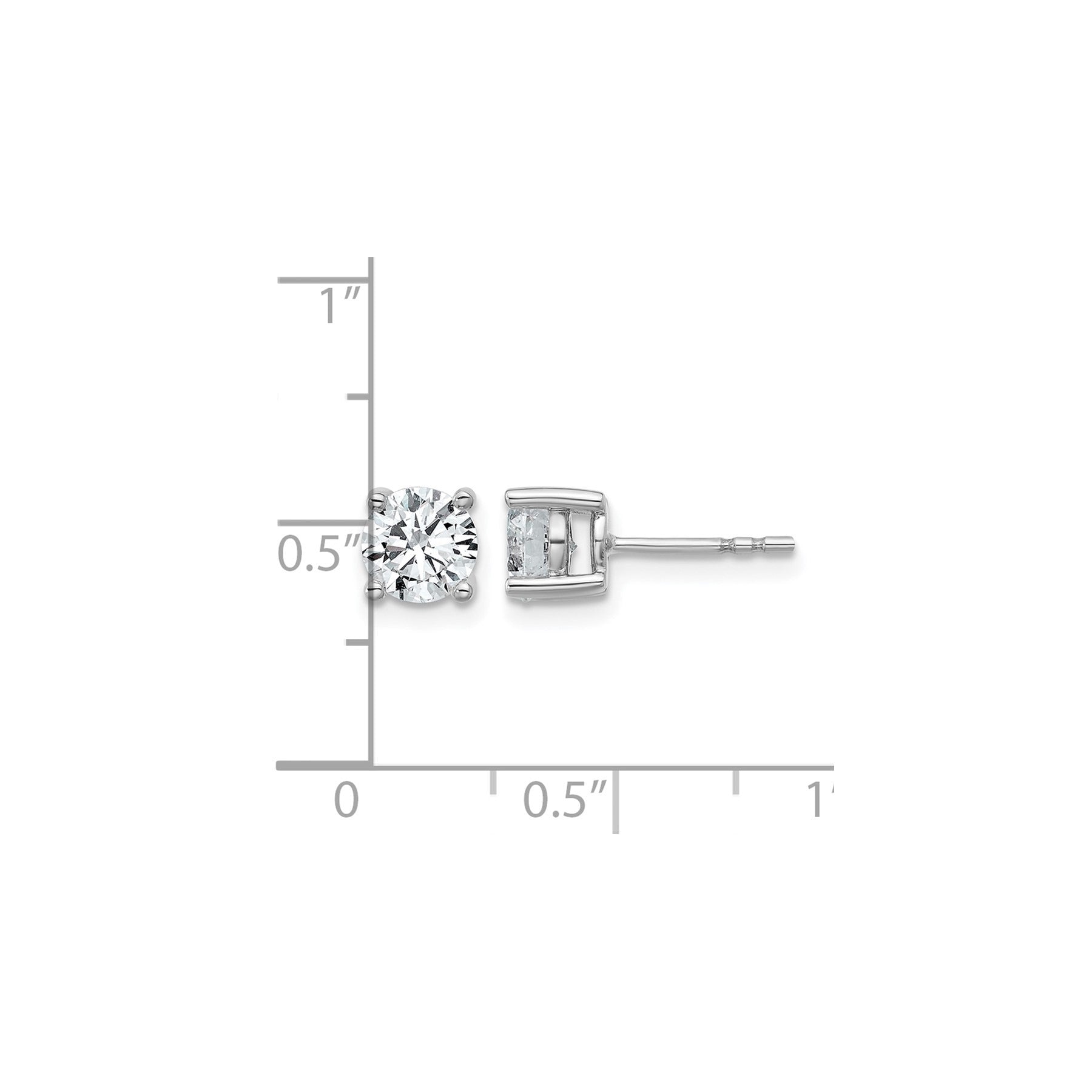 14K White Gold Round Shaped Lab Diamond Stud Earrings