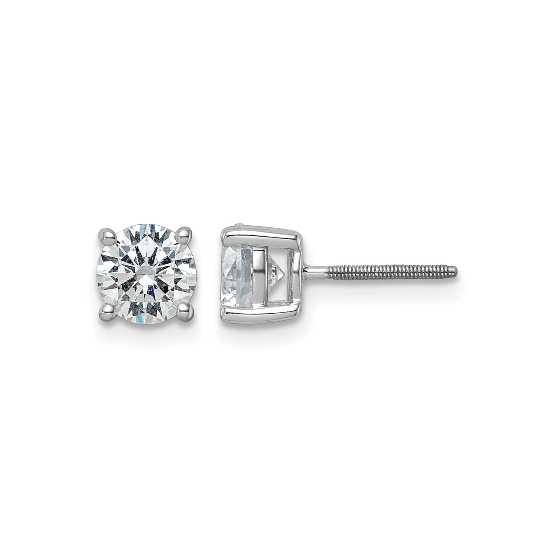 14K White Gold Round Shaped Lab Diamond Stud Earrings