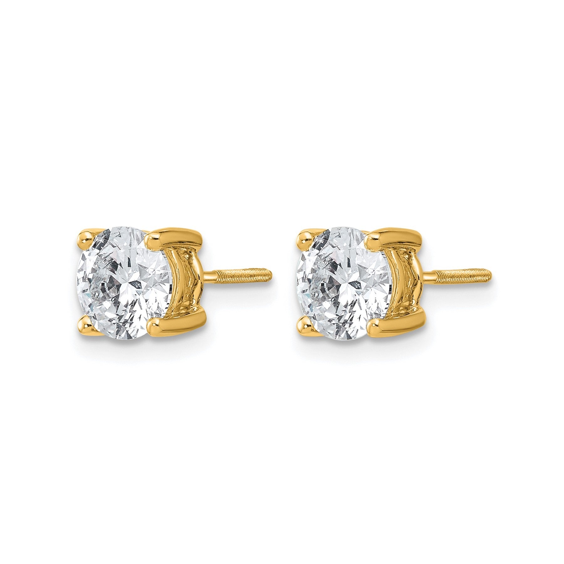 14k Yellow Gold Lab Grown Diamond Four Prong Studs 2.5 Ct