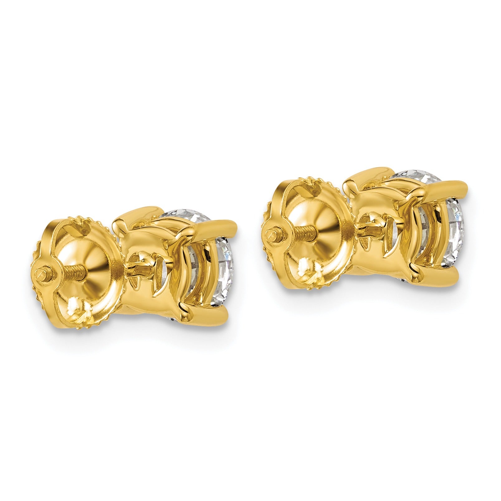 14k Yellow Gold Lab Grown Diamond Screwback Heavyweight Stud Earrings