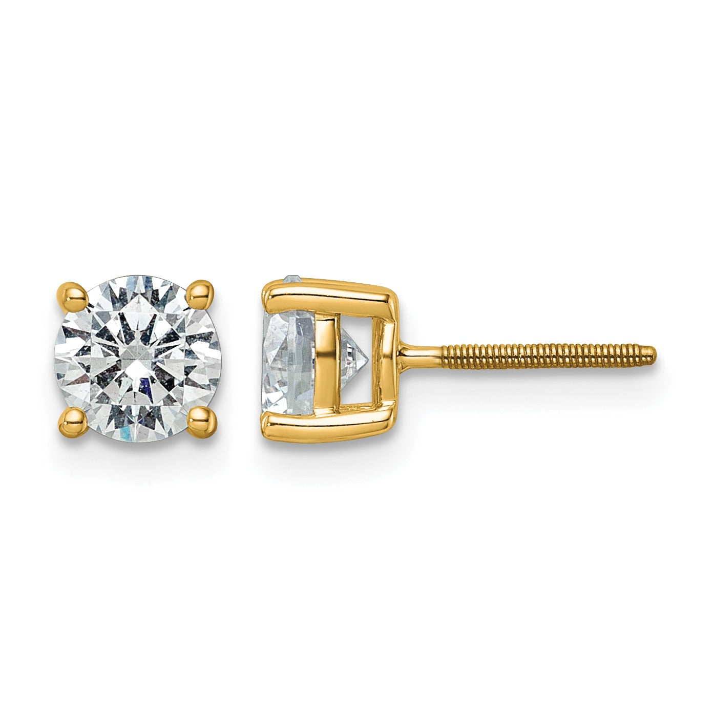 14k Yellow Gold Lab Grown Diamond Screwback Heavyweight Stud Earrings