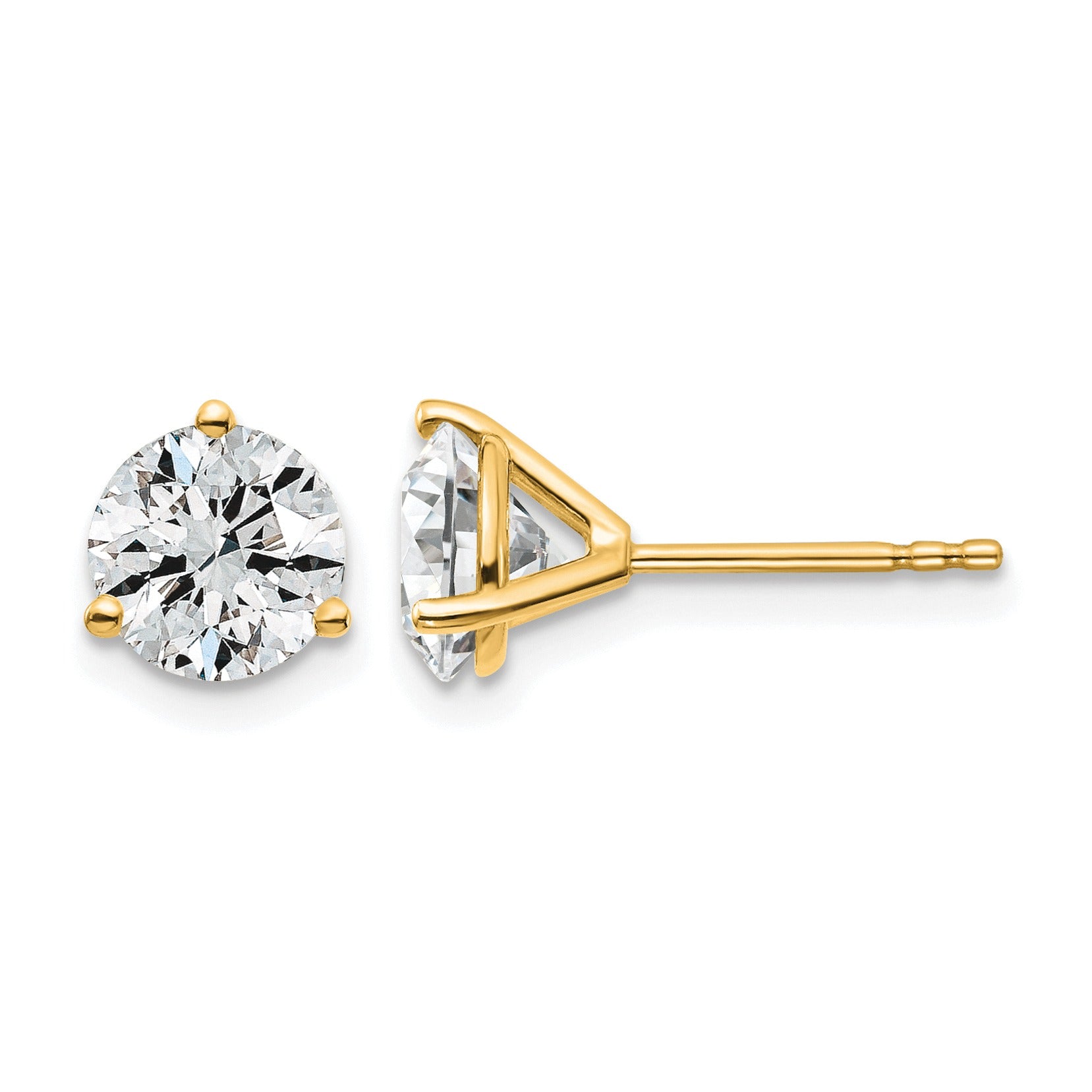 14K Yellow Gold Lab Grown Diamond Round Shaped Stud Earrings