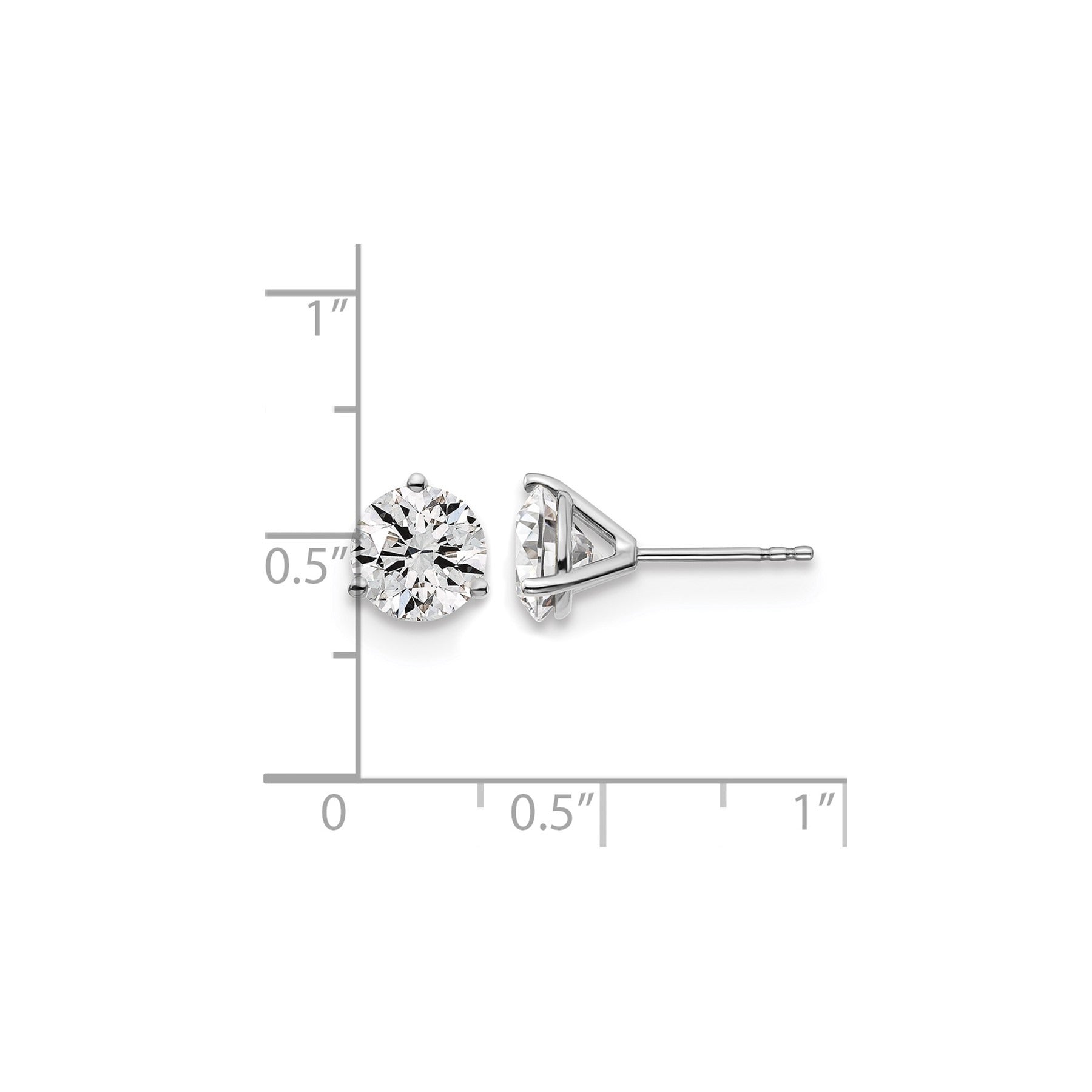 14K White Gold Round Shape Lab Diamond Stud Earrings
