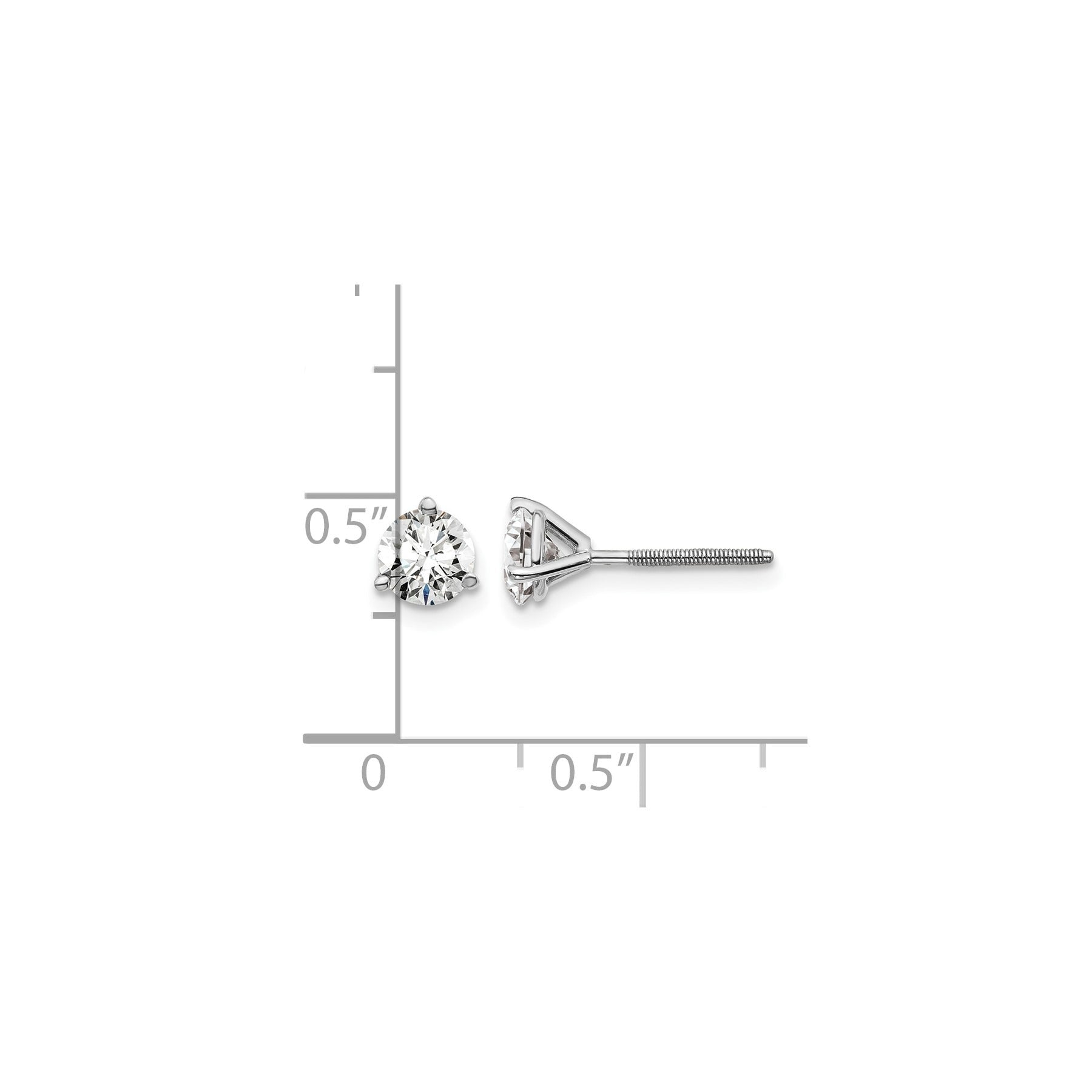 14K White Gold Lab Round Shaped Diamond Stud Earring