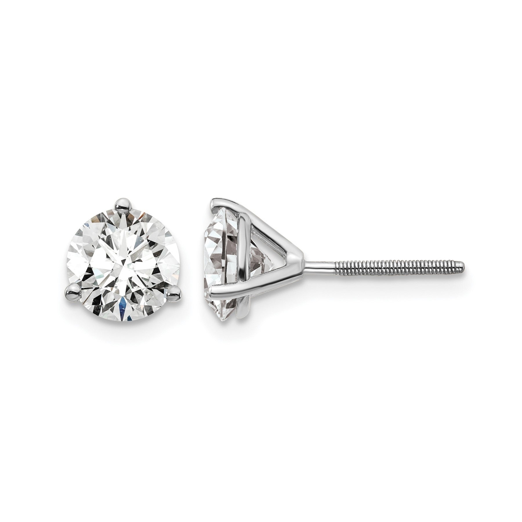 14K White Gold Round Lab Grown Diamond Stud Earrings