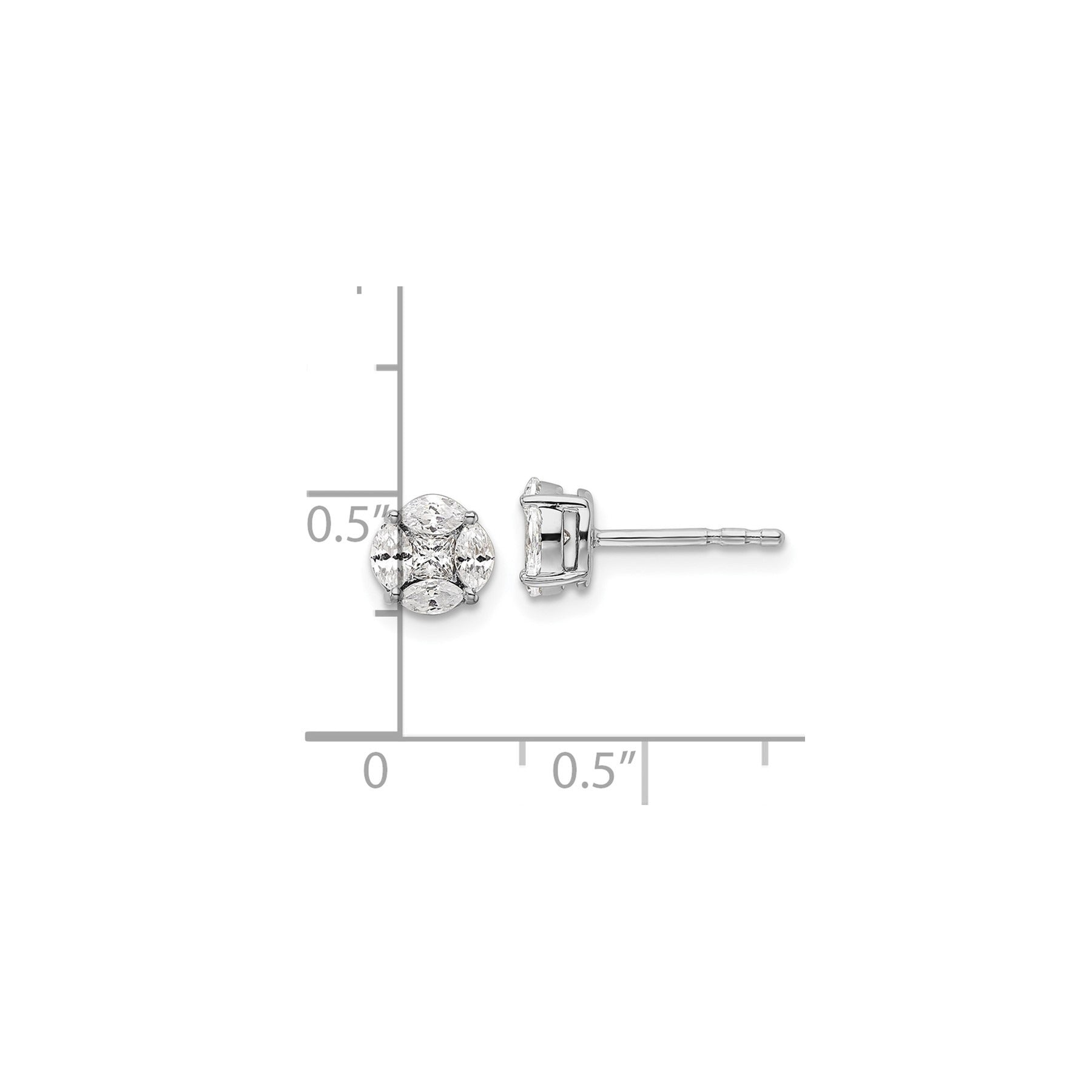 14k White Gold Lab Grown Diamond Round and Marquise Earrings