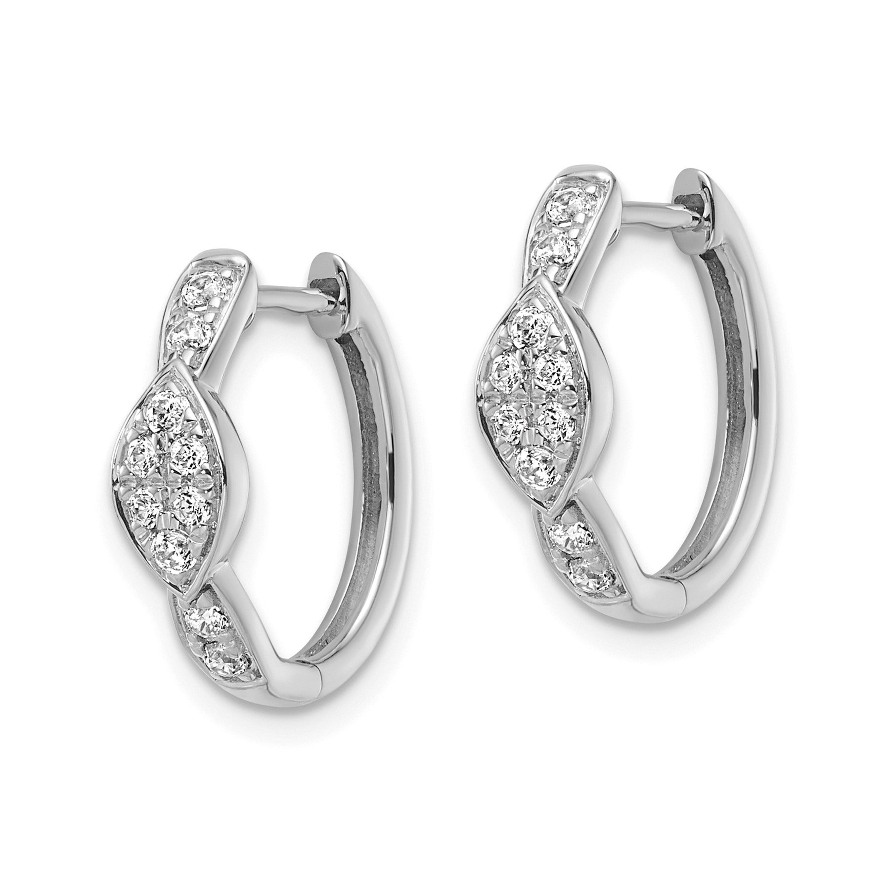 Lab Grown Diamond Huggie Hoop Earrings 14K White Gold