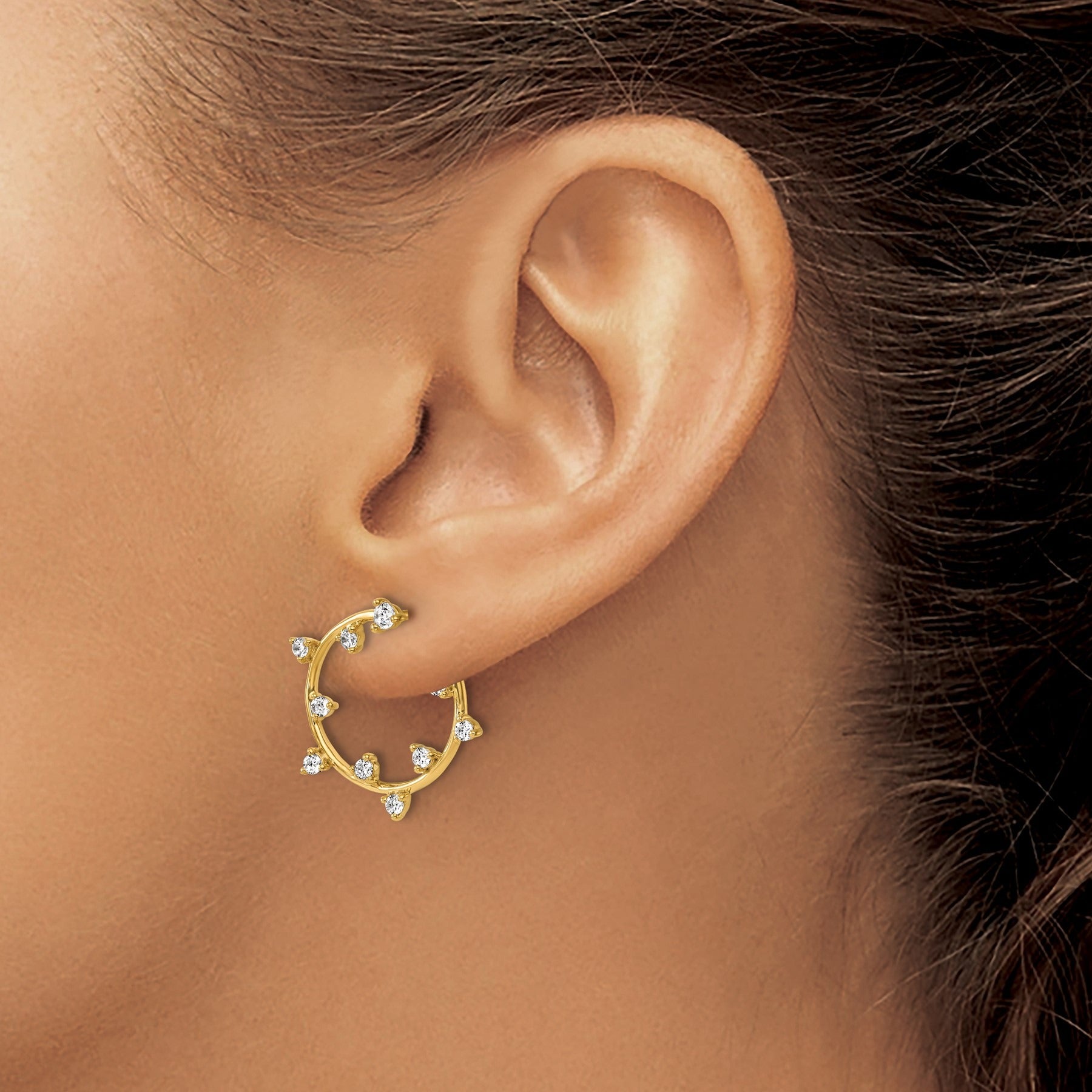 14K Gold 1/2 carat Lab Grown Diamond Circular Post Earrings