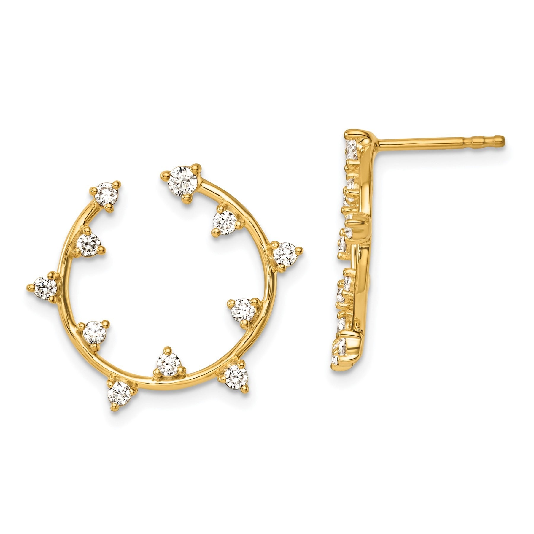 14K Gold 1/2 carat Lab Grown Diamond Circular Post Earrings