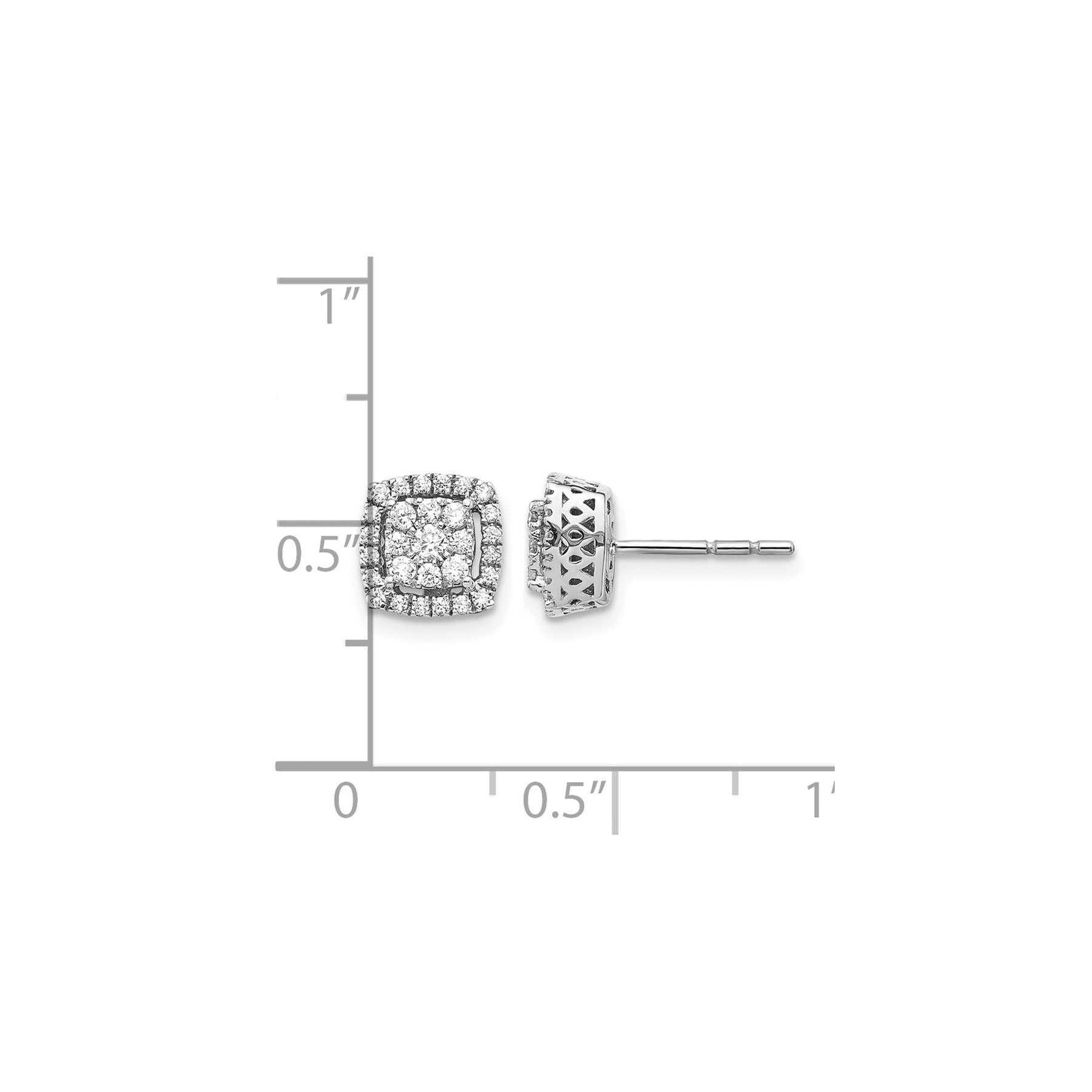 14K White Gold Lab Grown Diamond Double Halo Post Stud Earrings 0.5 Ct
