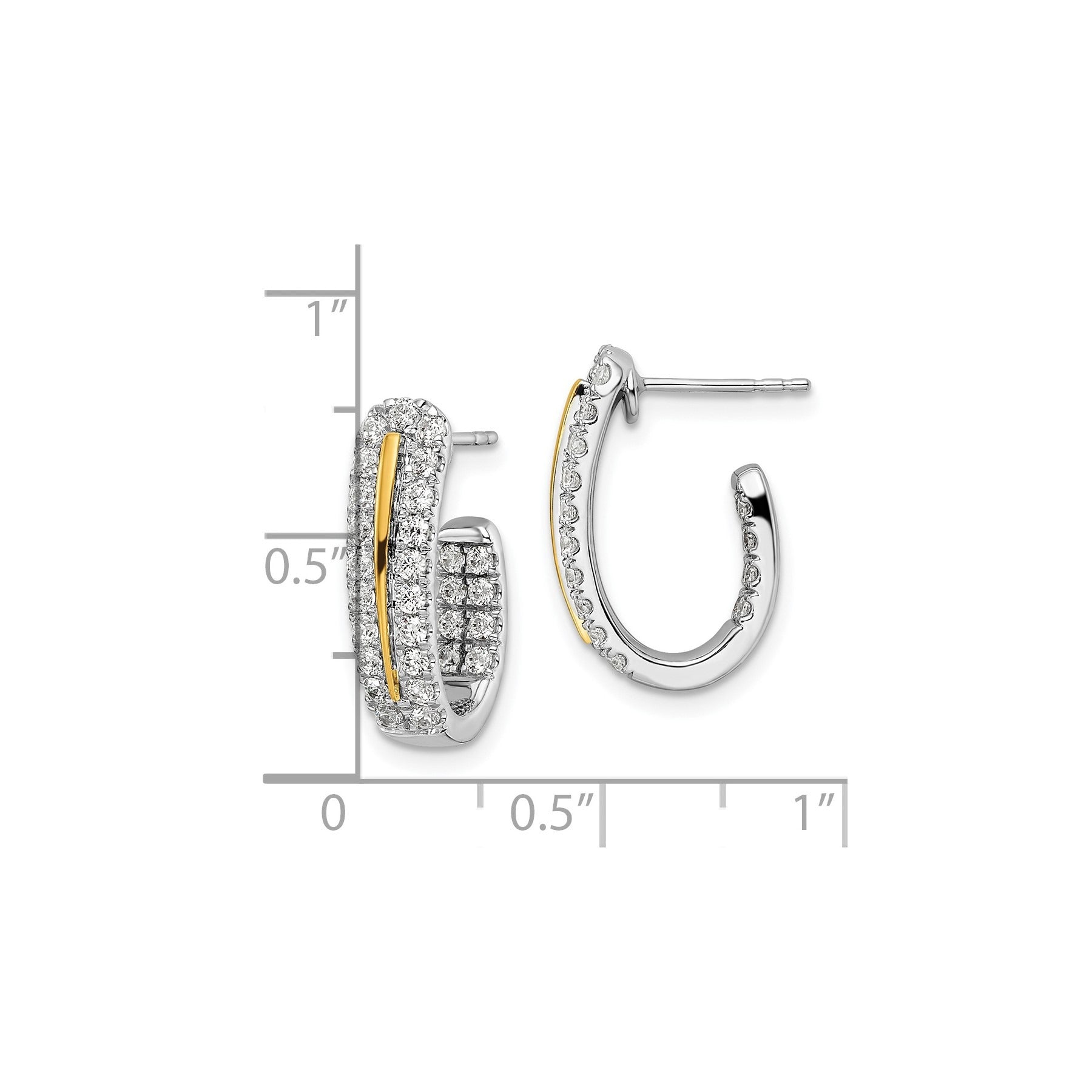 14K Two-Tone Lab Grown Diamond In and Out J-Hoop Earrings