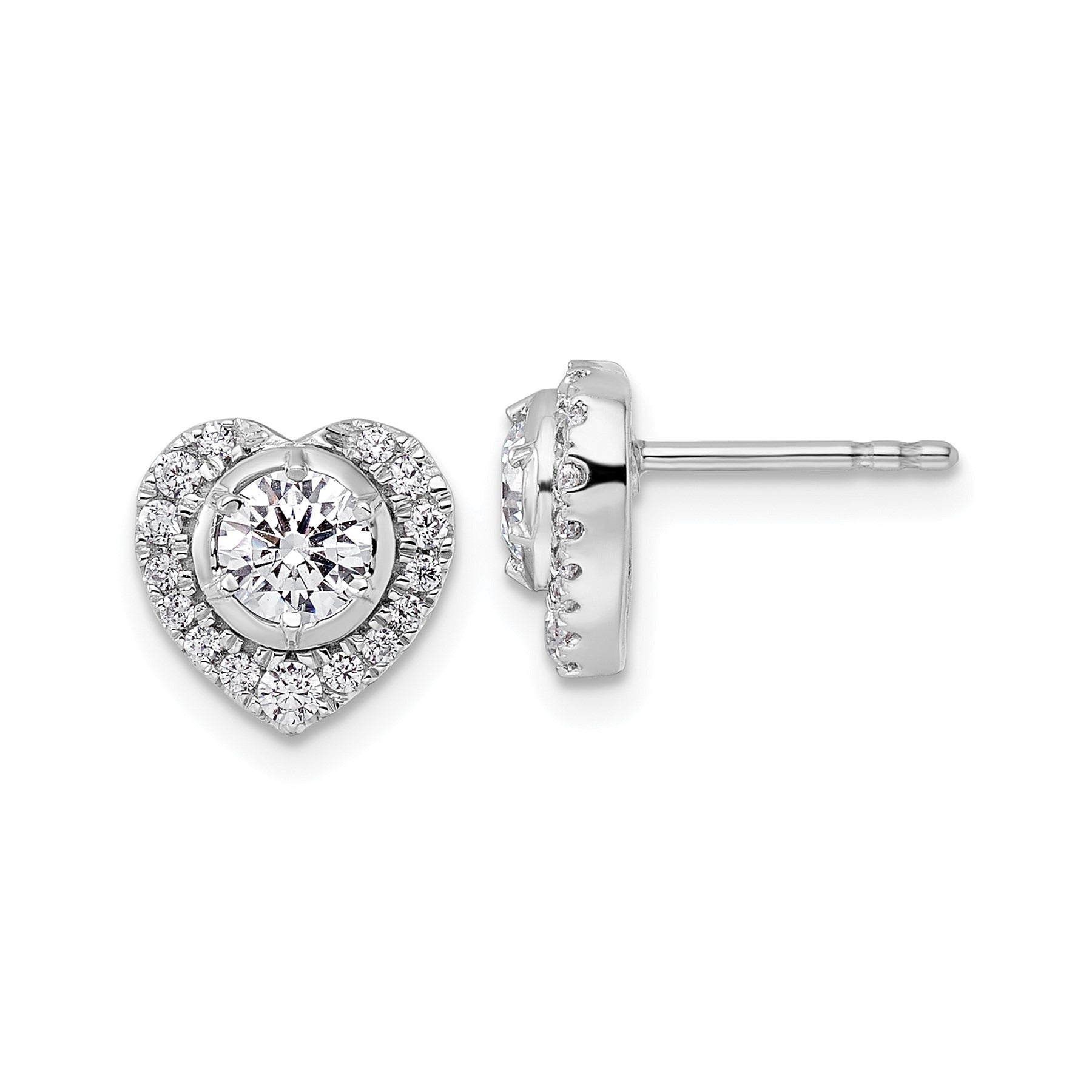 14K Gold Lab Grown Diamond Heart Stud Earrings