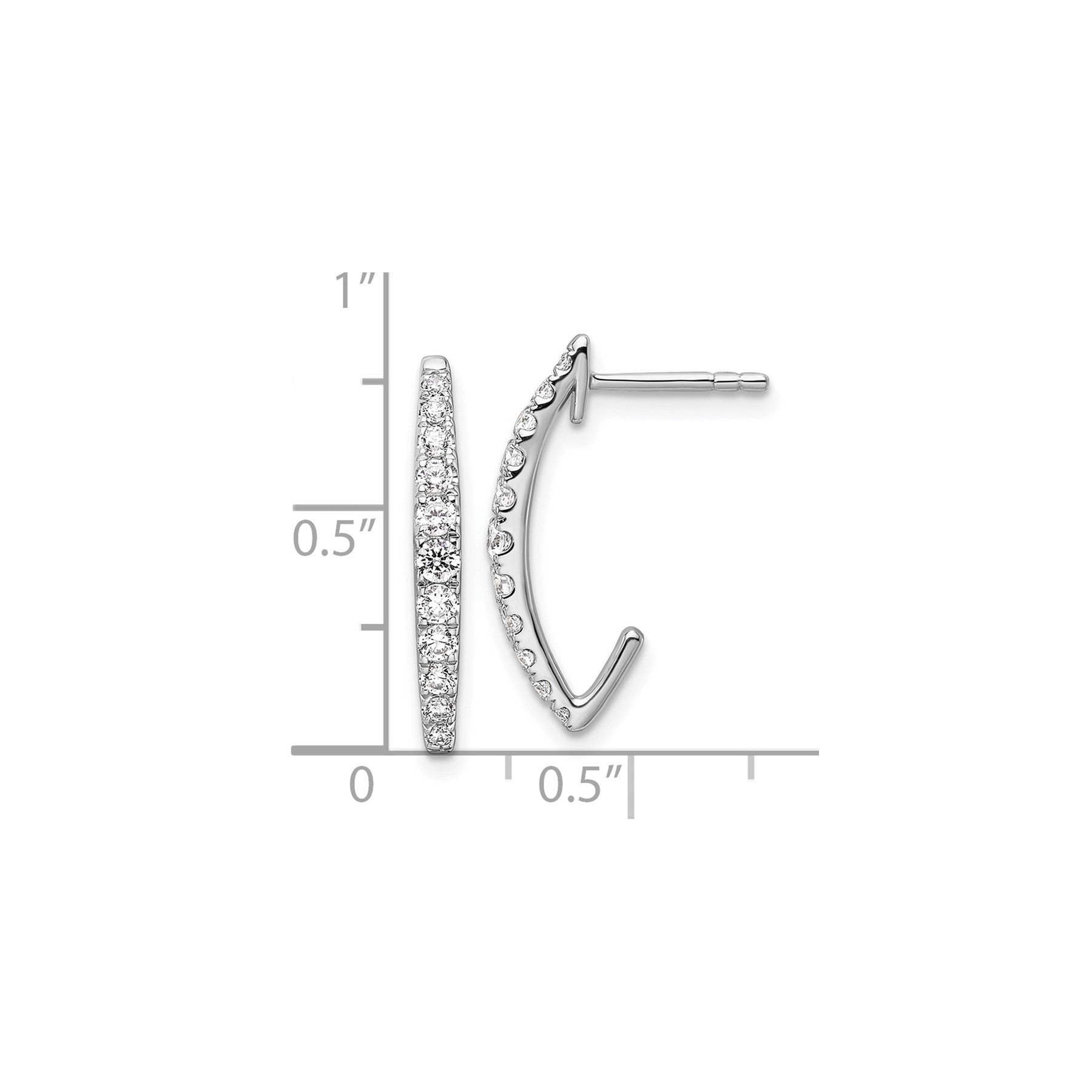 14K White Gold Lab Grown Diamond J-Hoop Earrings