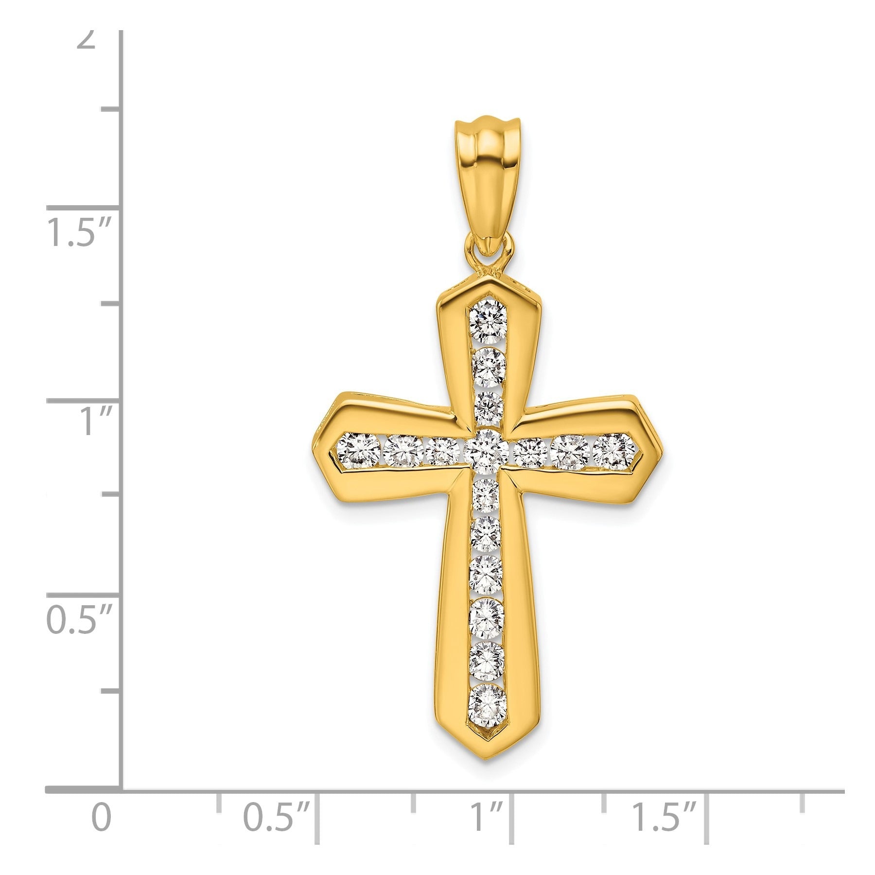 14K Yellow Gold 1 carat Lab Diamond Cross Pendant