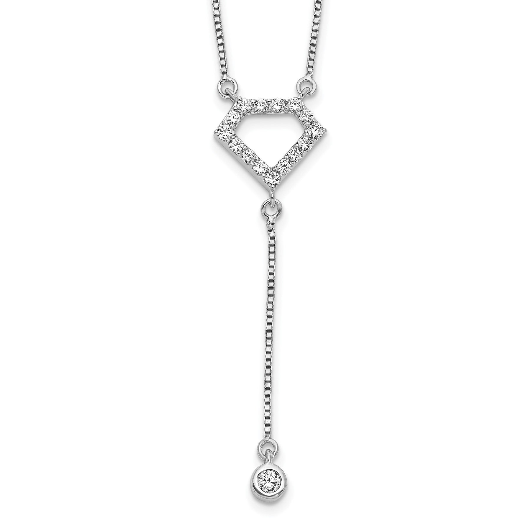 14k White Gold Lab Grown Diamond Dangle Necklace