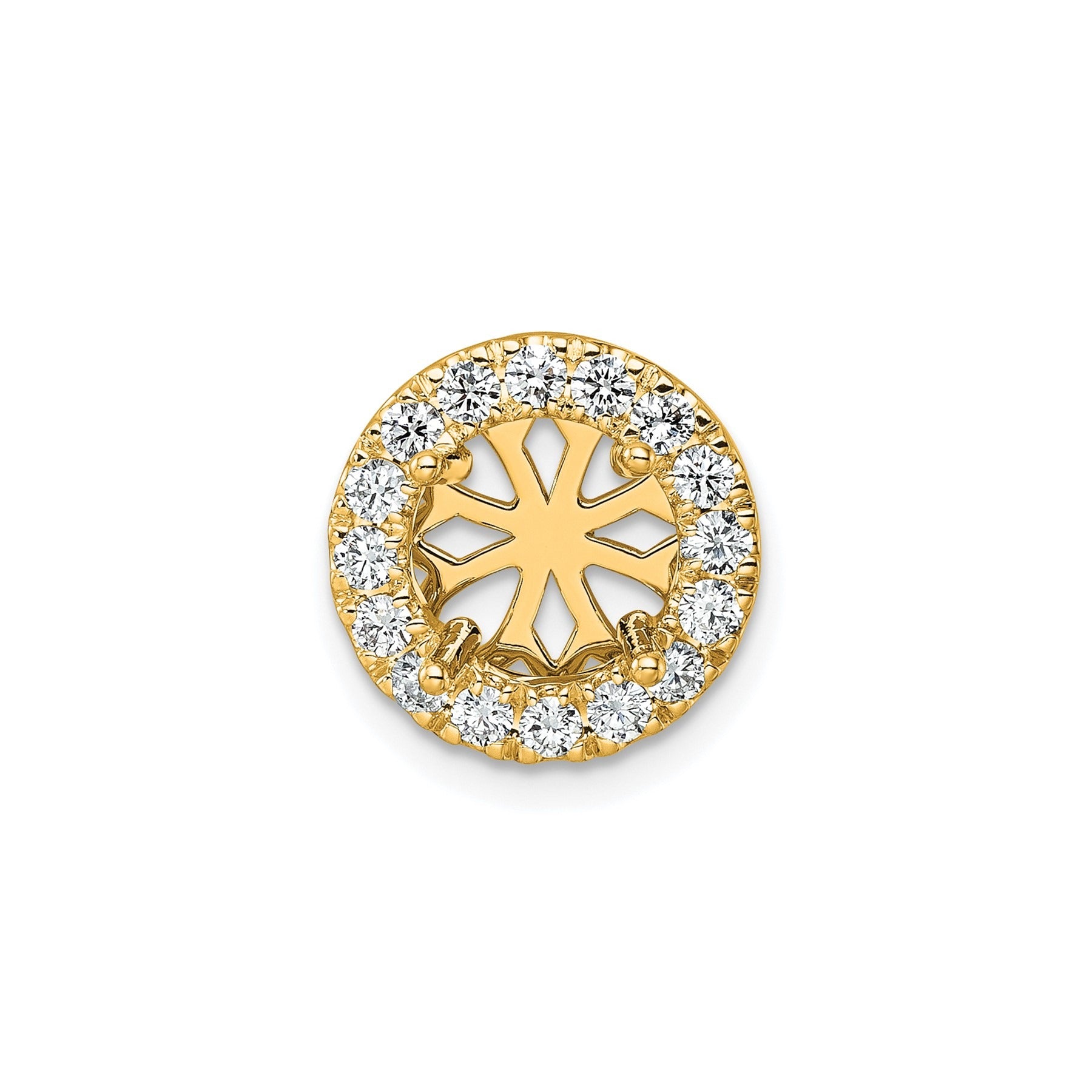 14k Gold Lab Grown Diamond Round Halo Chain Slide Pendant