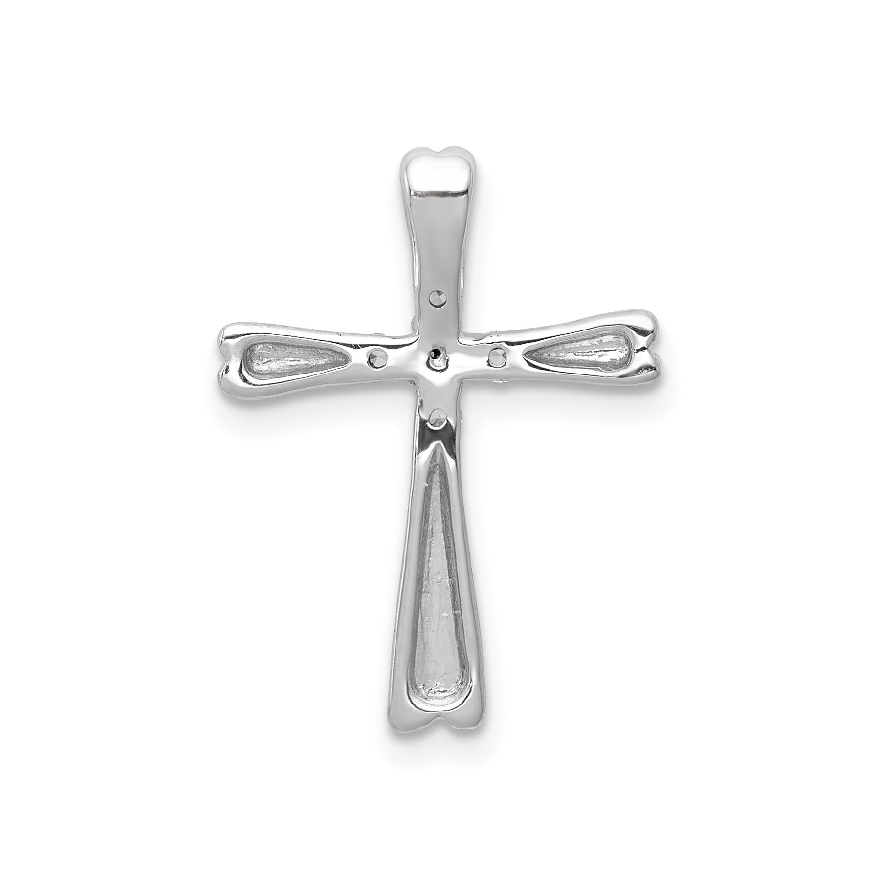 14k Gold 1/10 carat Lab Grown Diamond  Cross Chain Slide Pendant