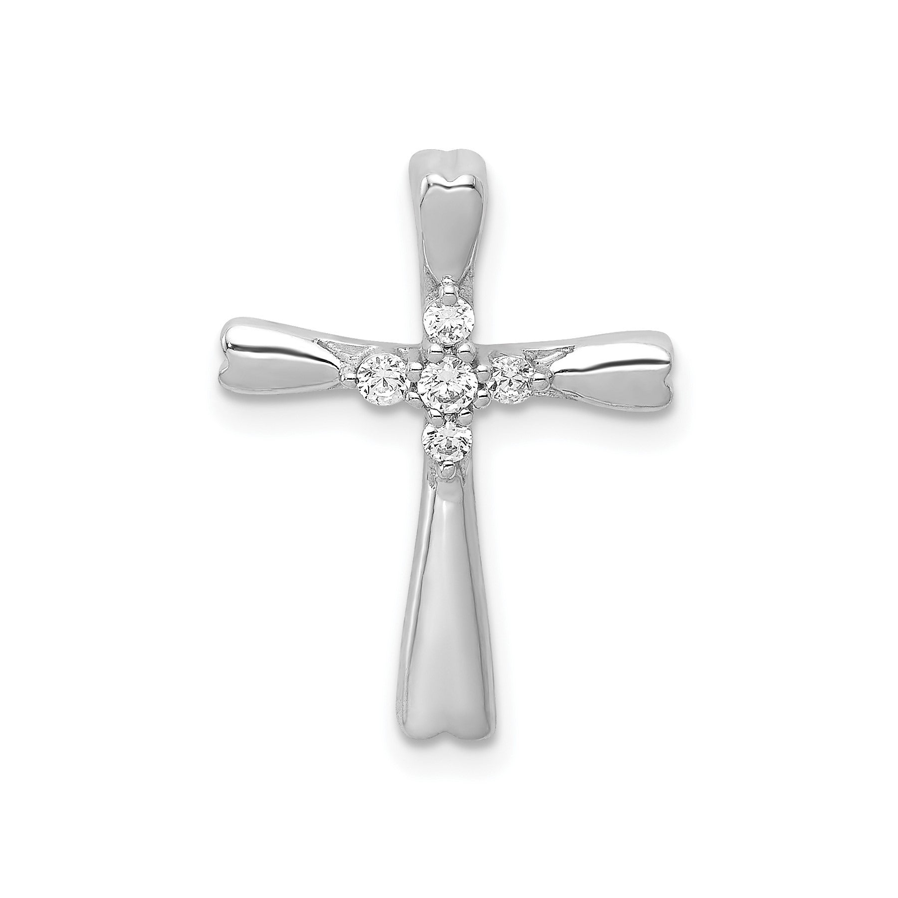 14k Gold 1/10 carat Lab Grown Diamond  Cross Chain Slide Pendant