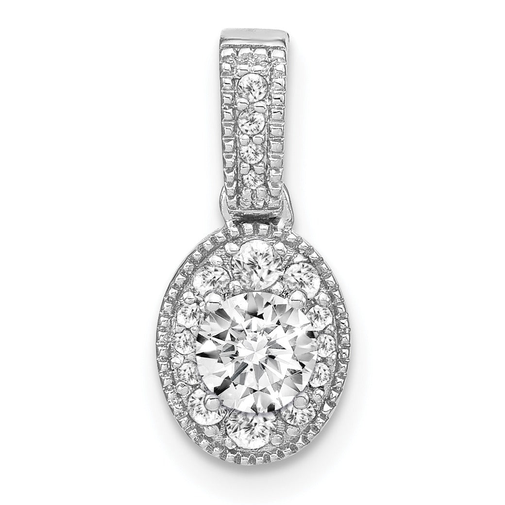 14k Gold Lab Diamond Oval Vintage Pendant 1/2 ct