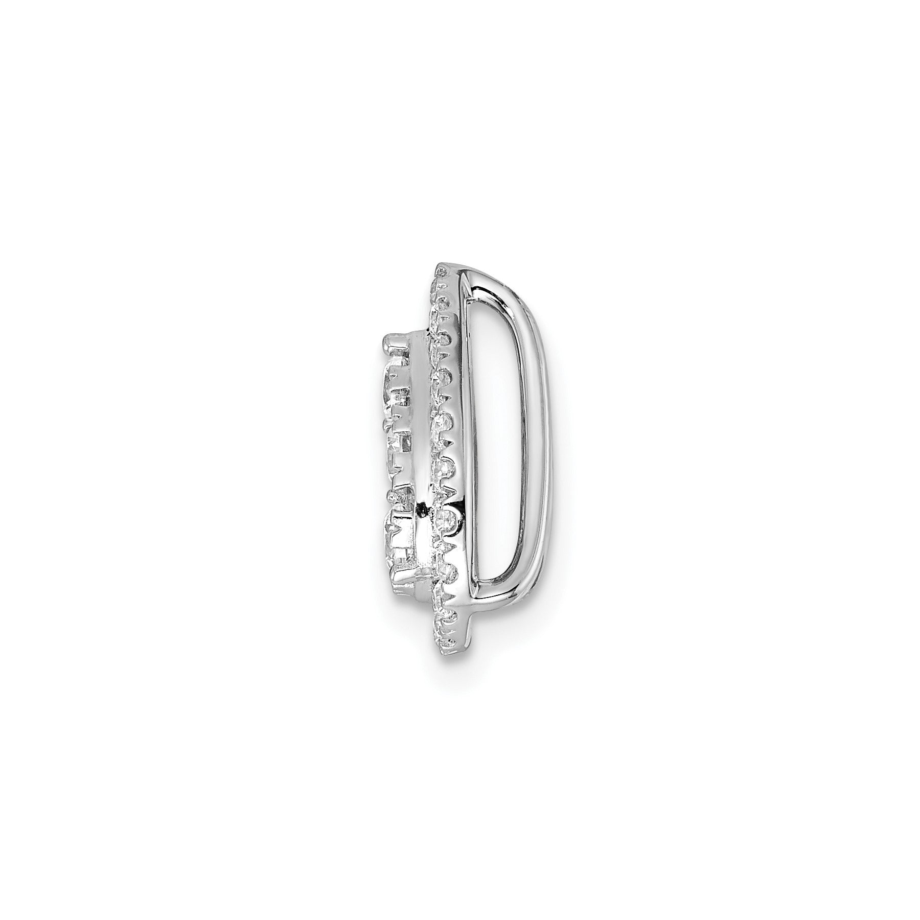 14k White Gold 5/8 ct Lab Diamond Teardrop Halo Chain Slide Pendant