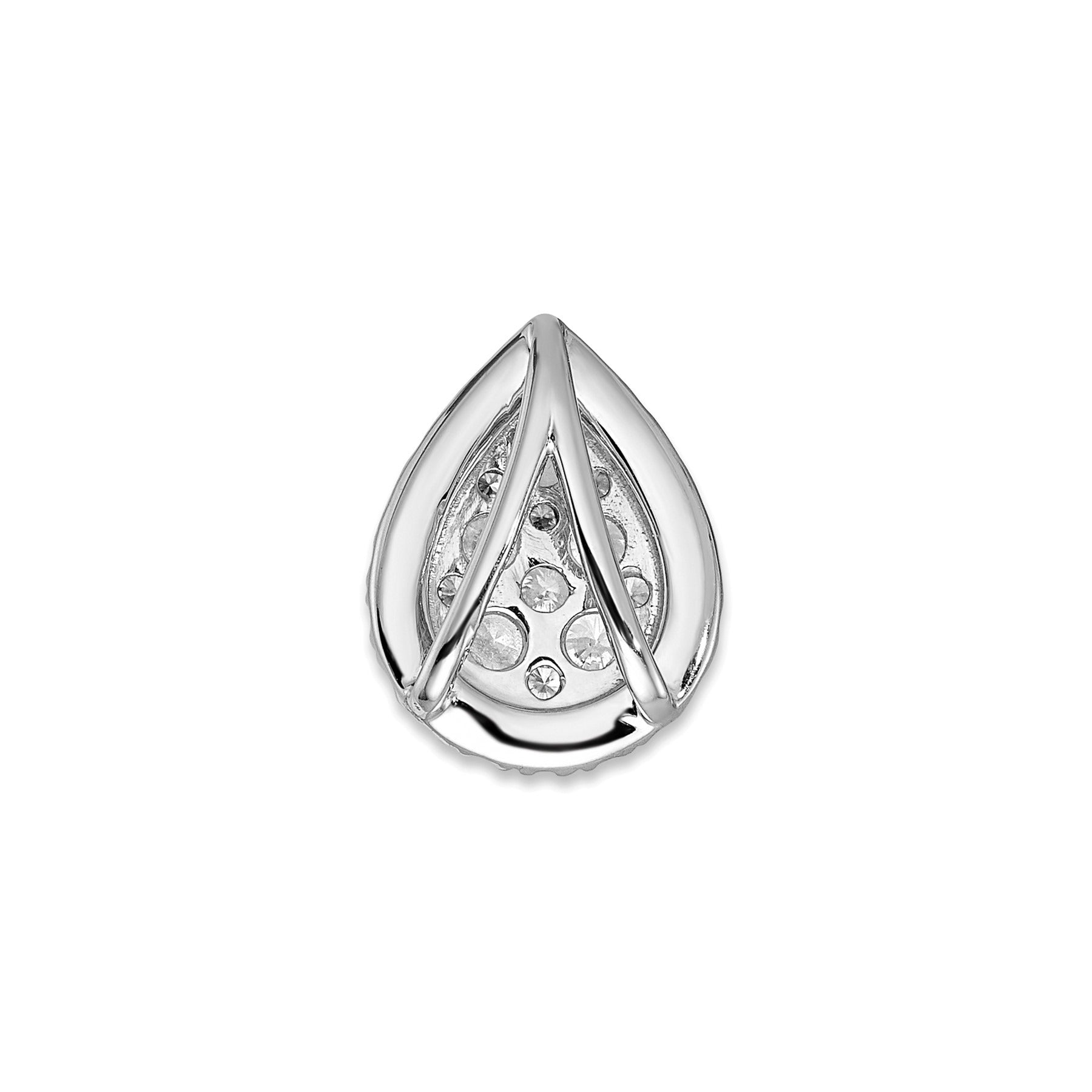 14k White Gold 5/8 ct Lab Diamond Teardrop Halo Chain Slide Pendant