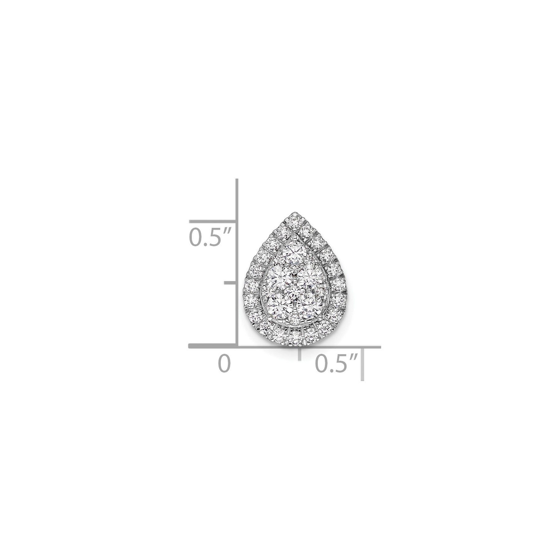 14k White Gold 5/8 ct Lab Diamond Teardrop Halo Chain Slide Pendant