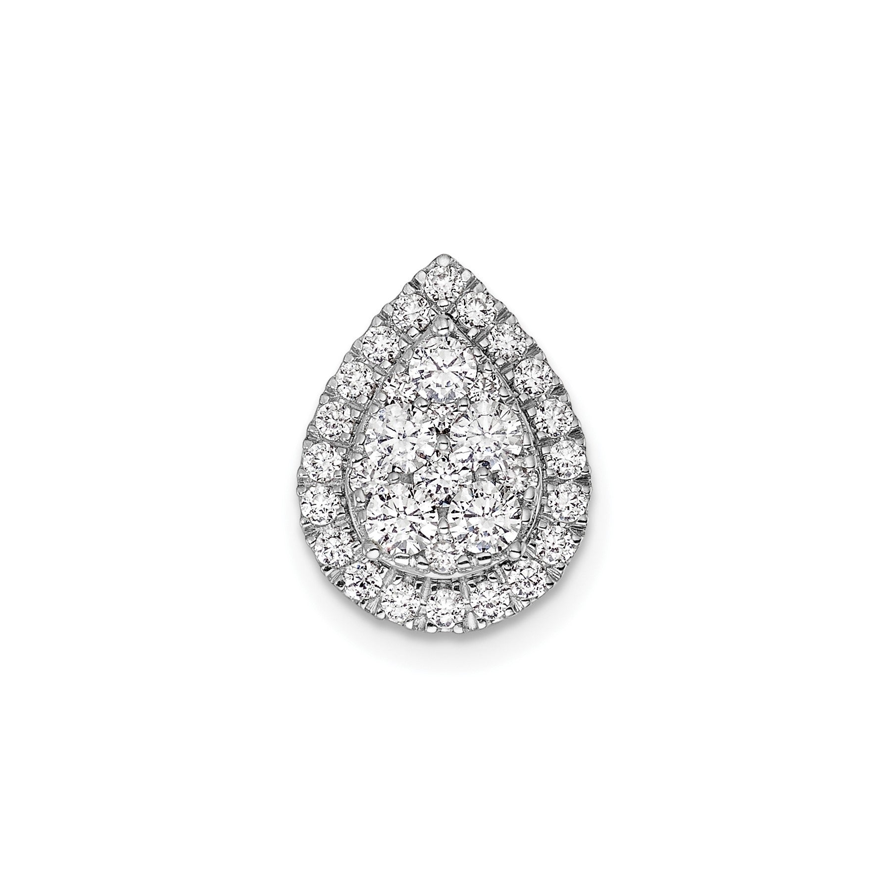 14k White Gold 5/8 ct Lab Diamond Teardrop Halo Chain Slide Pendant