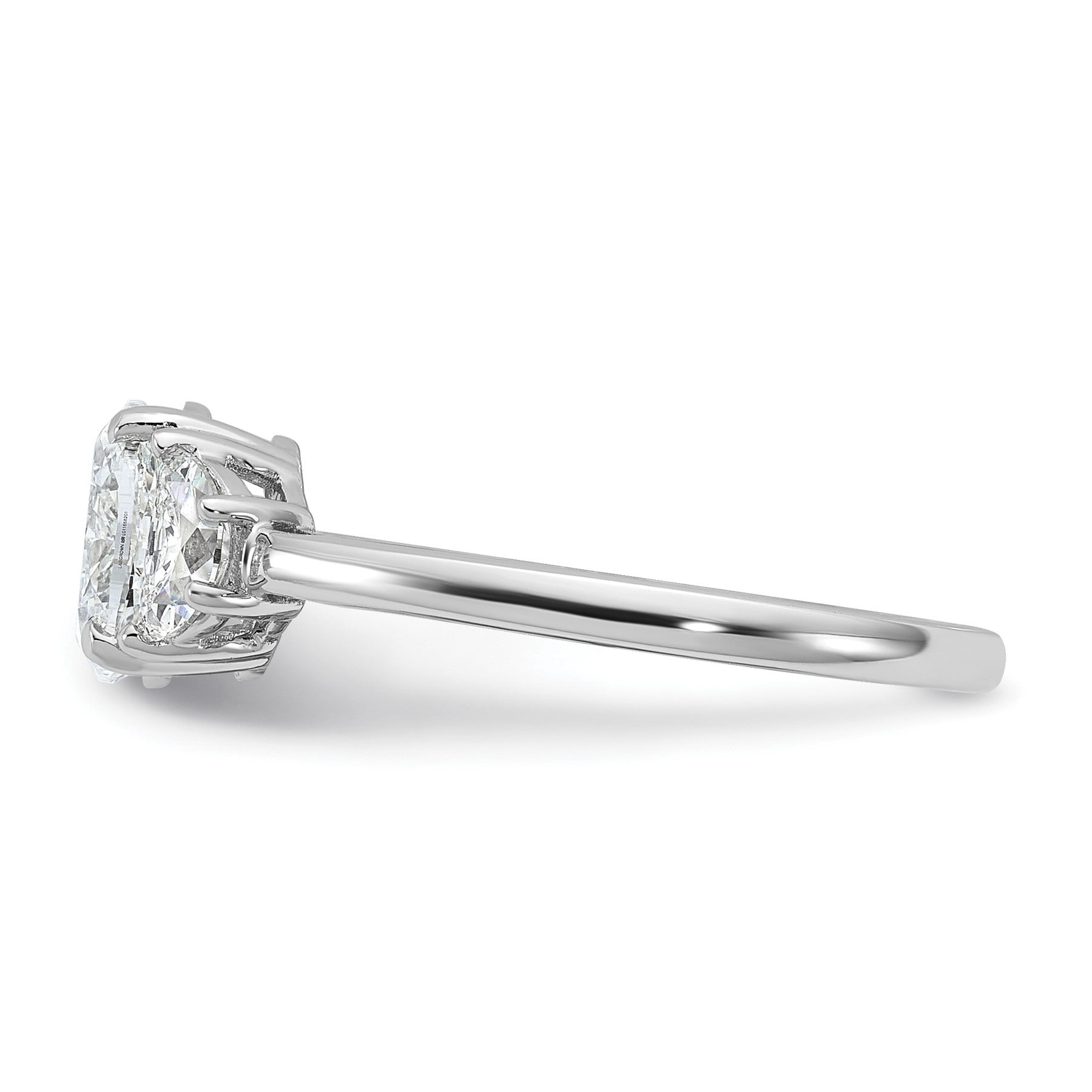 14K White Gold Lab Grown Oval Diamond Three Stone Engagement Ring