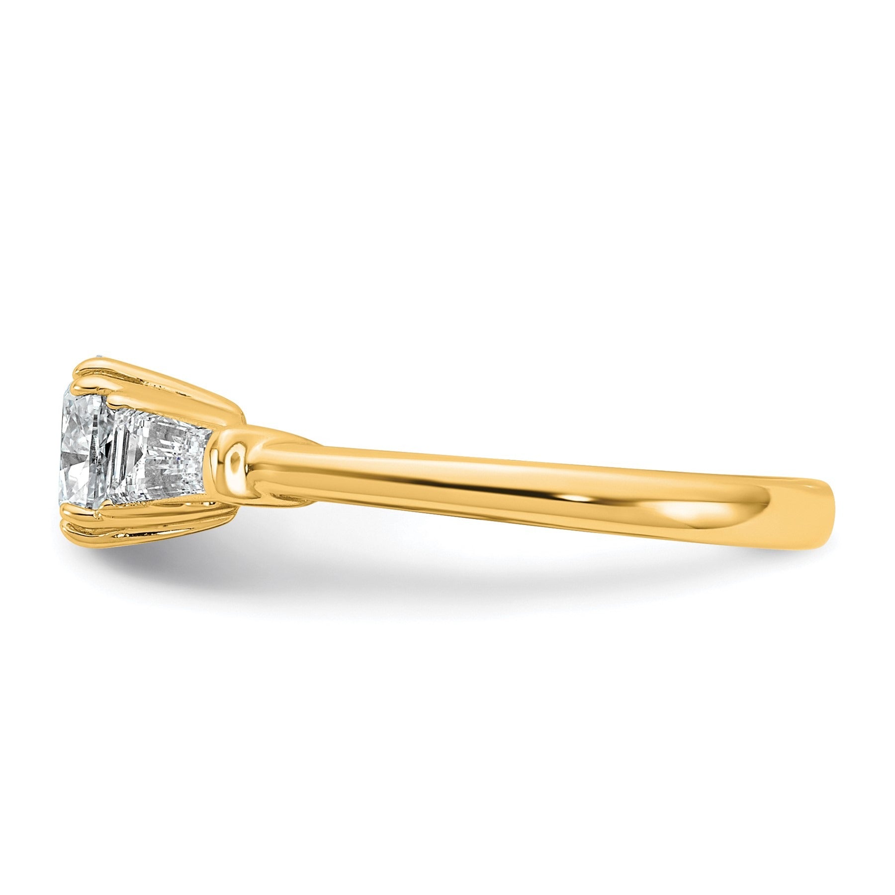 Lab Grown Diamond Cushion and Baguette 3-Stone Bridal Ring