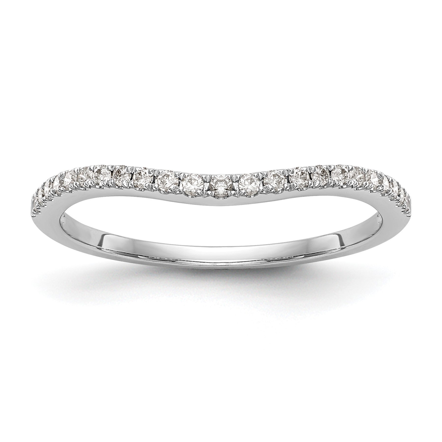 0.12 Ct Round Lab Diamond Pavé 14K White Gold Curved Wedding Enhancer Band