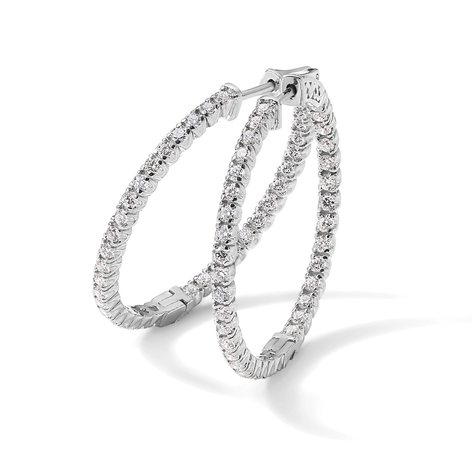 14K Gold Lab Grown Diamond Hoop Earrings 2 Ct