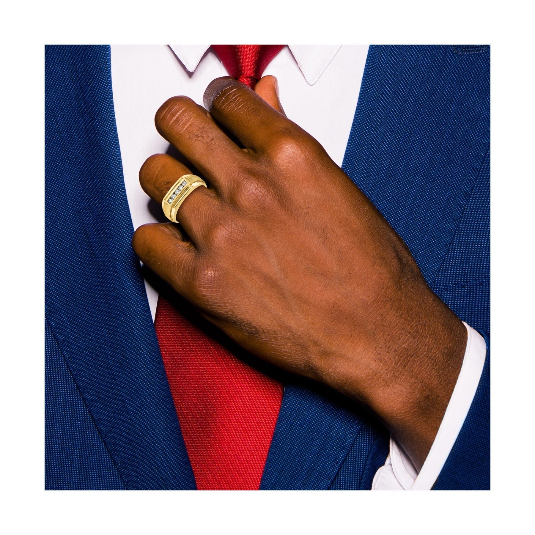14k 1/4 carat Lab Grown Diamond Five Stone Men's Ring