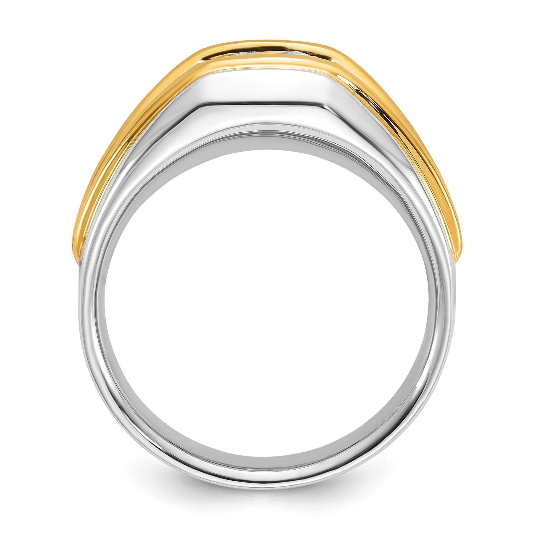 14k Two-tone 1 carat Lab Grown Diamond Men's Solitaire Ring