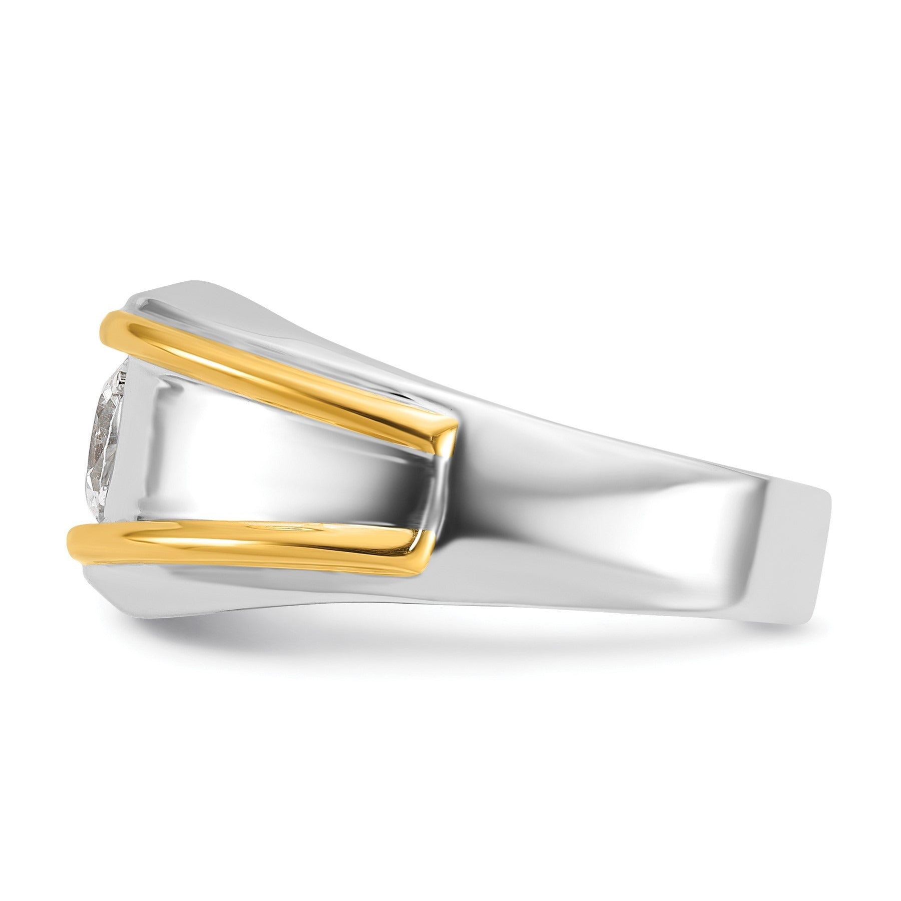 14k Two-tone 1 carat Lab Grown Diamond Men's Solitaire Ring