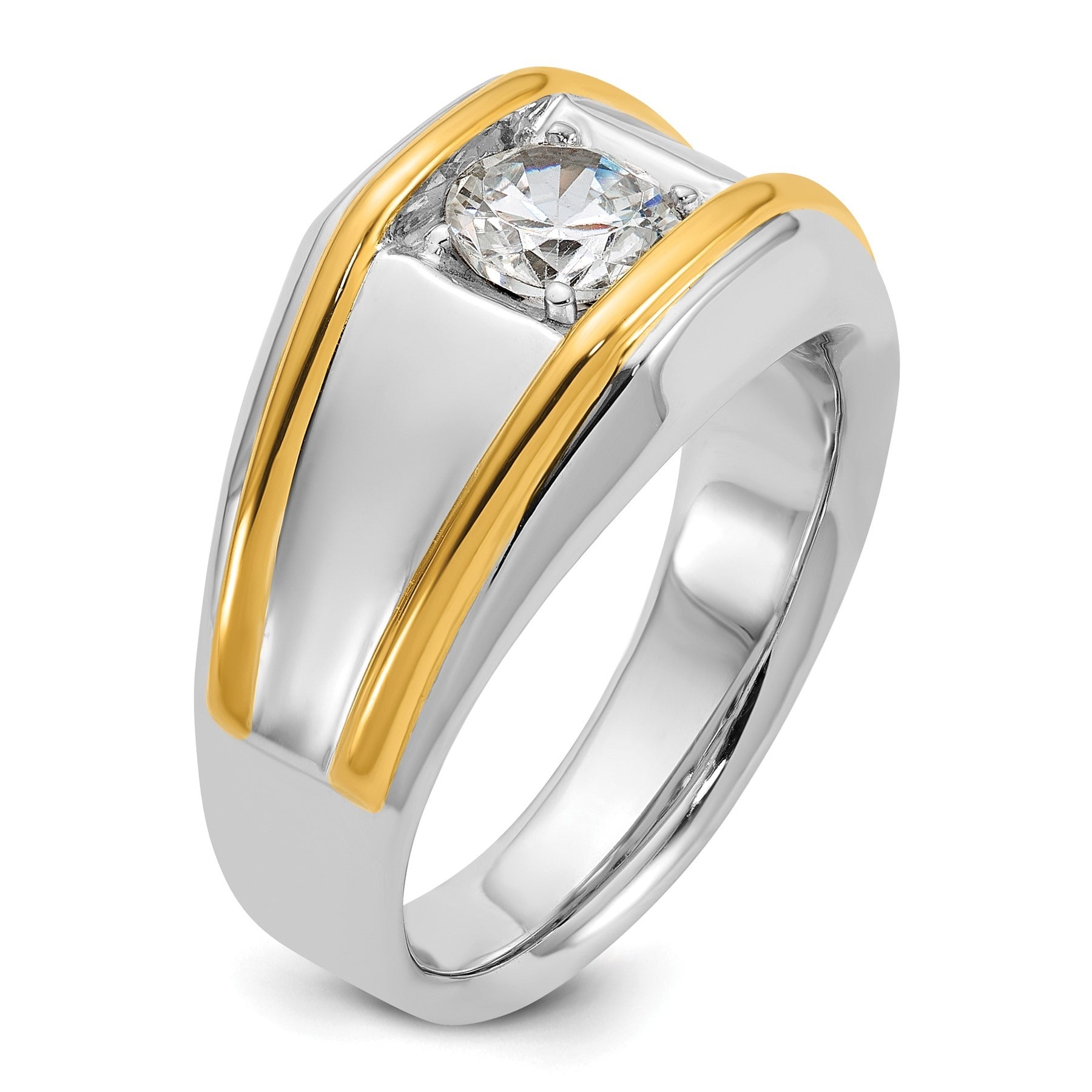 14k Two-tone 1 carat Lab Grown Diamond Men's Solitaire Ring