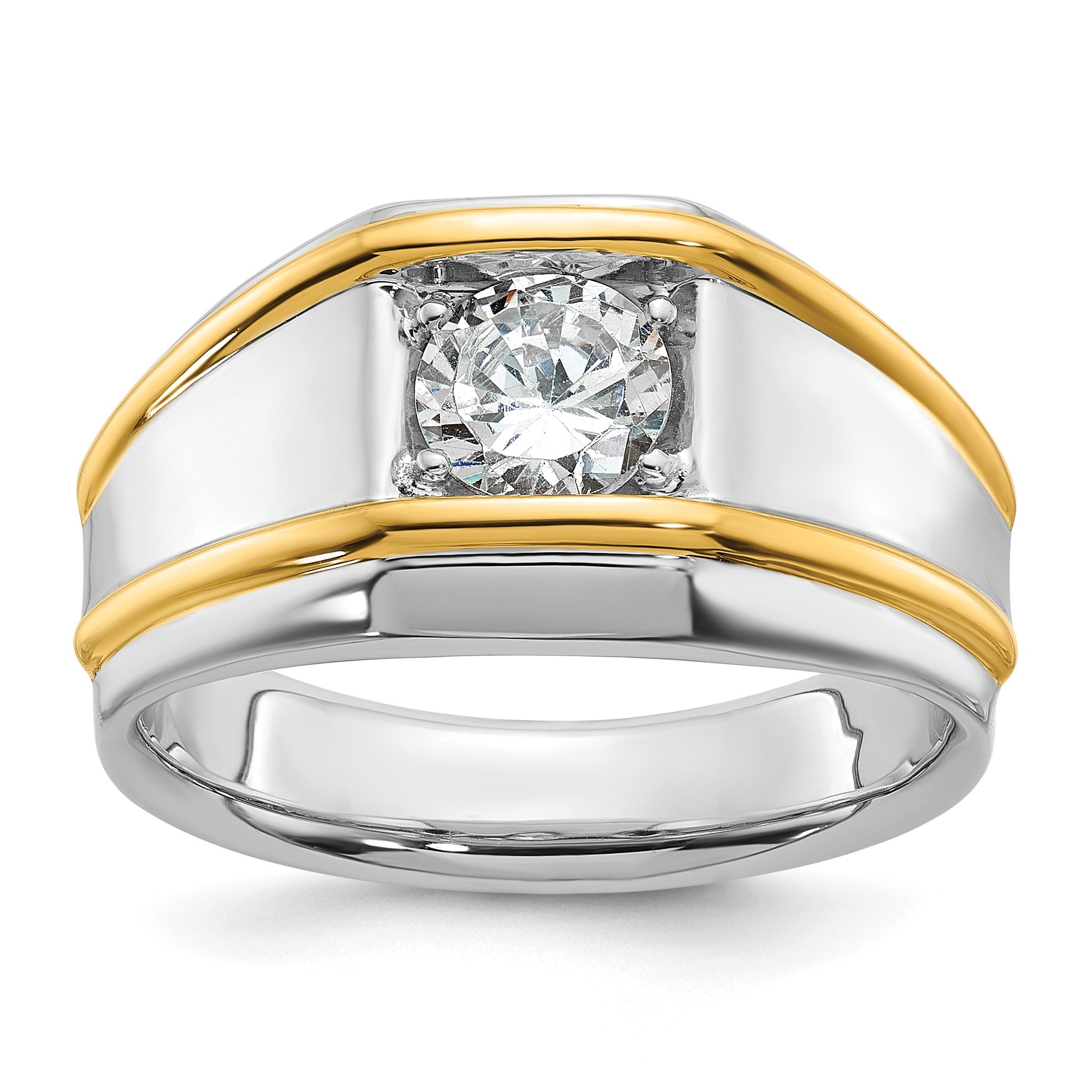 14k Two-tone 1 carat Lab Grown Diamond Men's Solitaire Ring