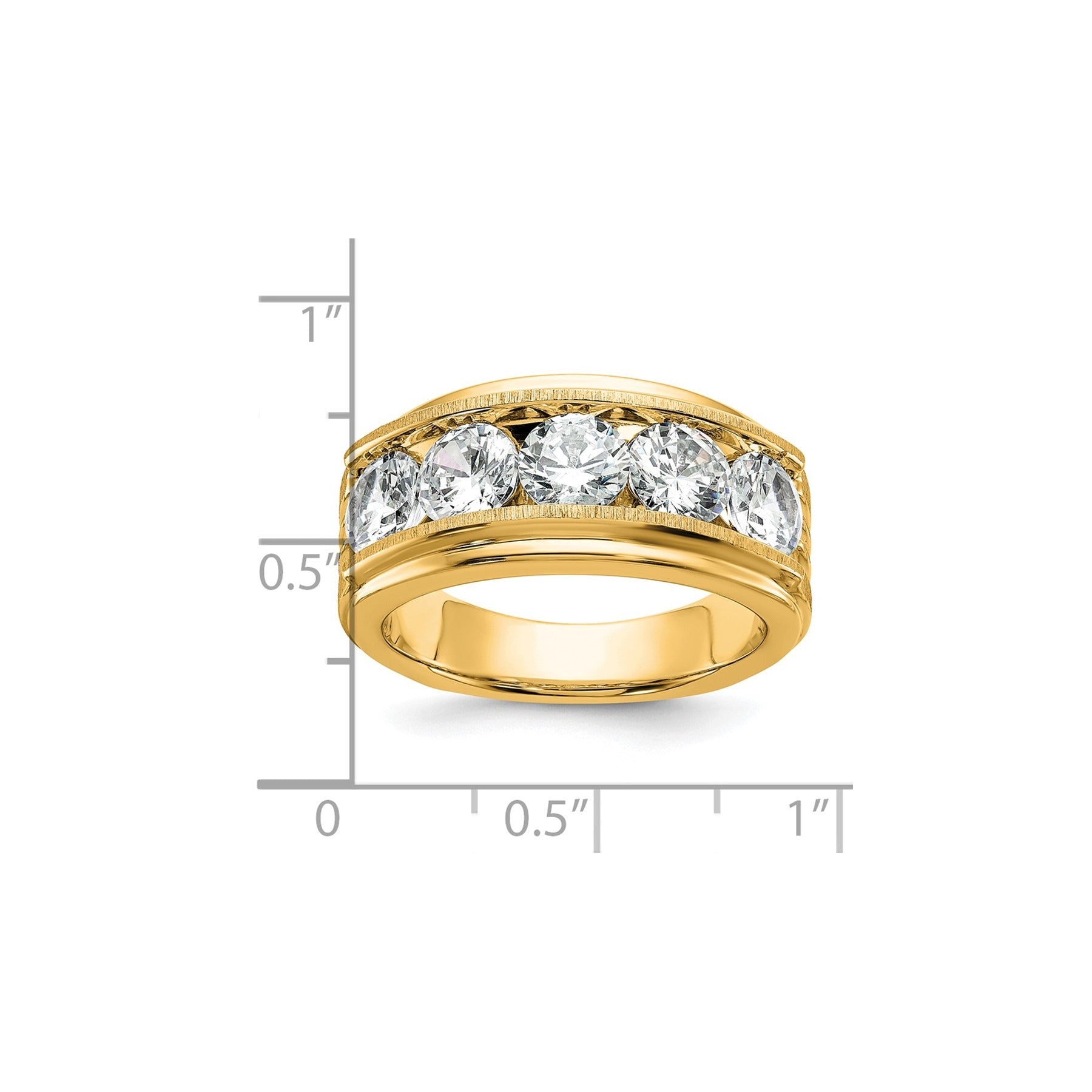 14k Yellow Gold 3 1/2 carat Lab Grown Diamond Five Stone Ring
