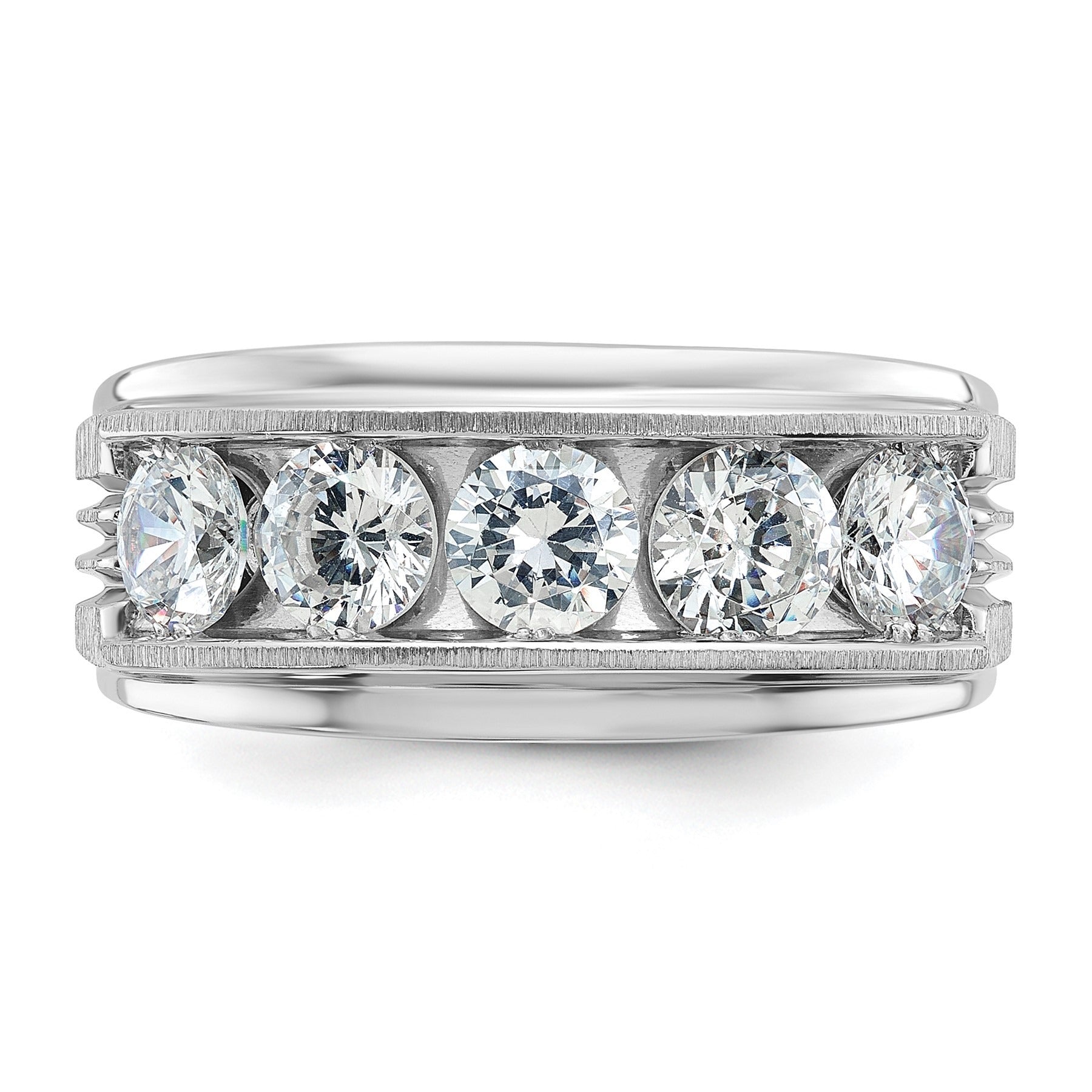 14k White Gold 2 carat Lab Grown Diamond Five Stone Men's Ring
