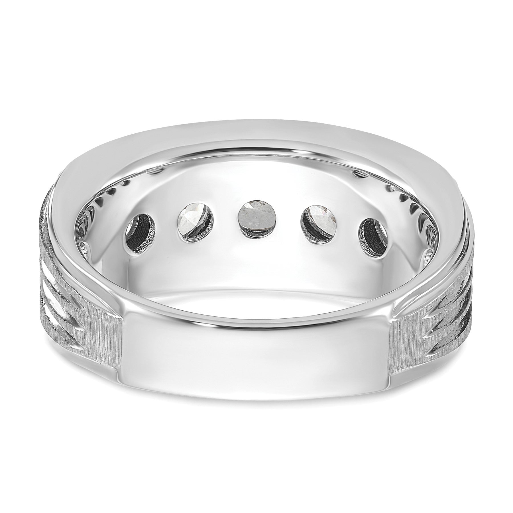 14k White Gold 2 carat Lab Grown Diamond Five Stone Men's Ring