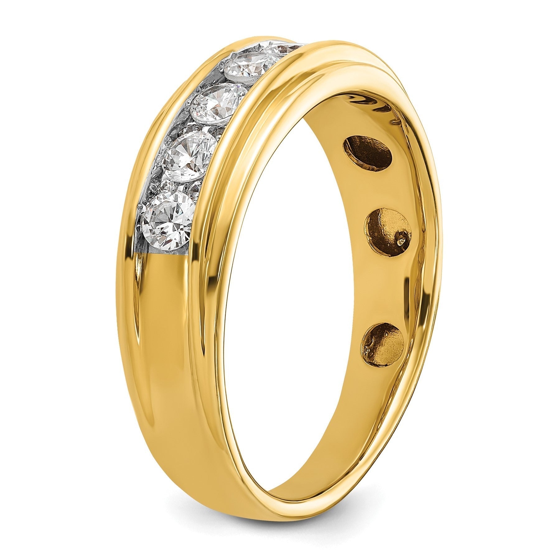 14k Gold 1 carat Lab Grown Diamond Seven Stone Men's Ring