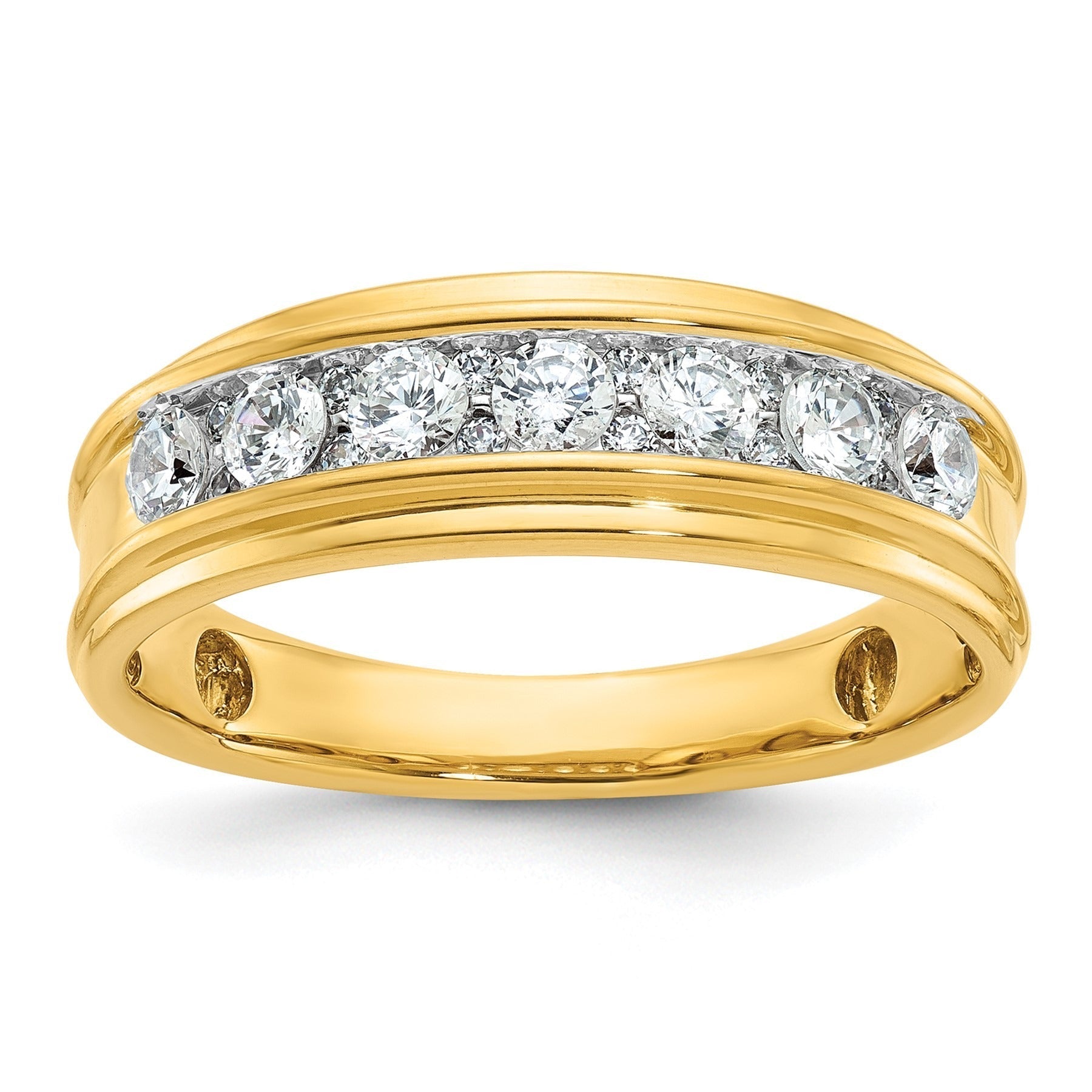 14k Gold 1 carat Lab Grown Diamond Seven Stone Men's Ring