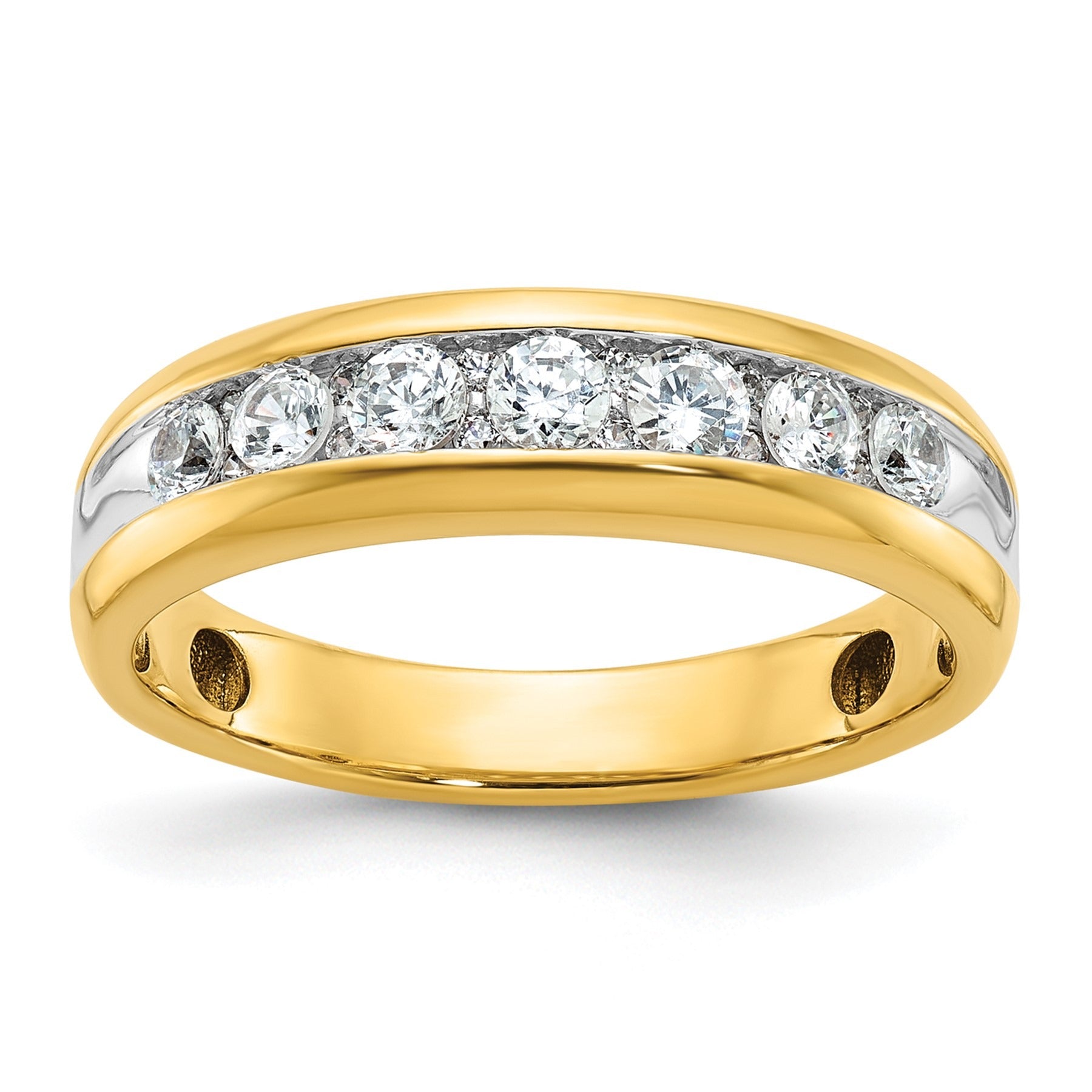 14k Gold 1 1/2 carat Lab Grown Diamond Seven Stone Men's Ring