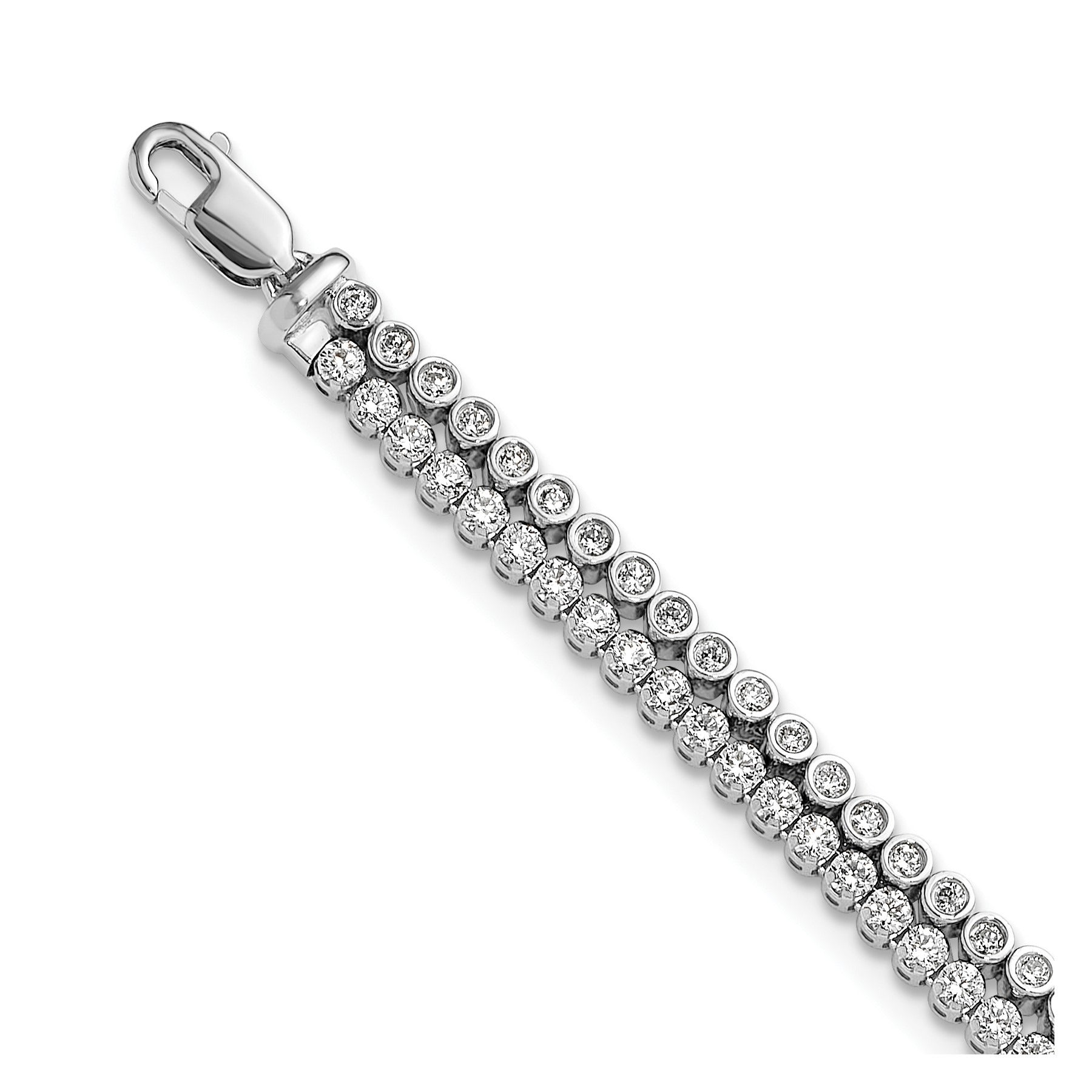 14k White Gold 7/8 Carat Lab Grown Diamond Double Strand Bracelet