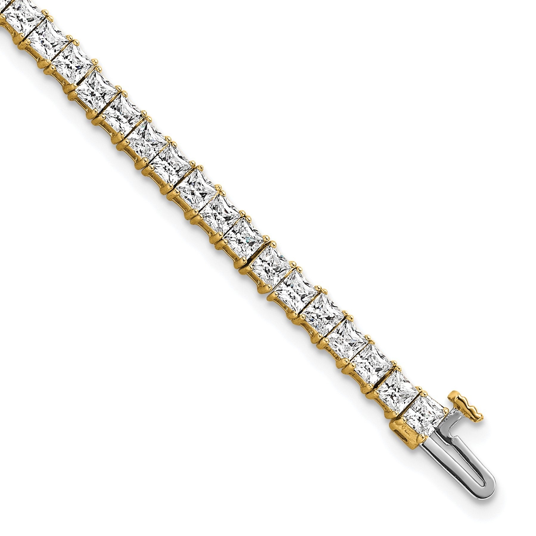 14K Gold Lab Grown Diamond Princess Tennis Bracelet