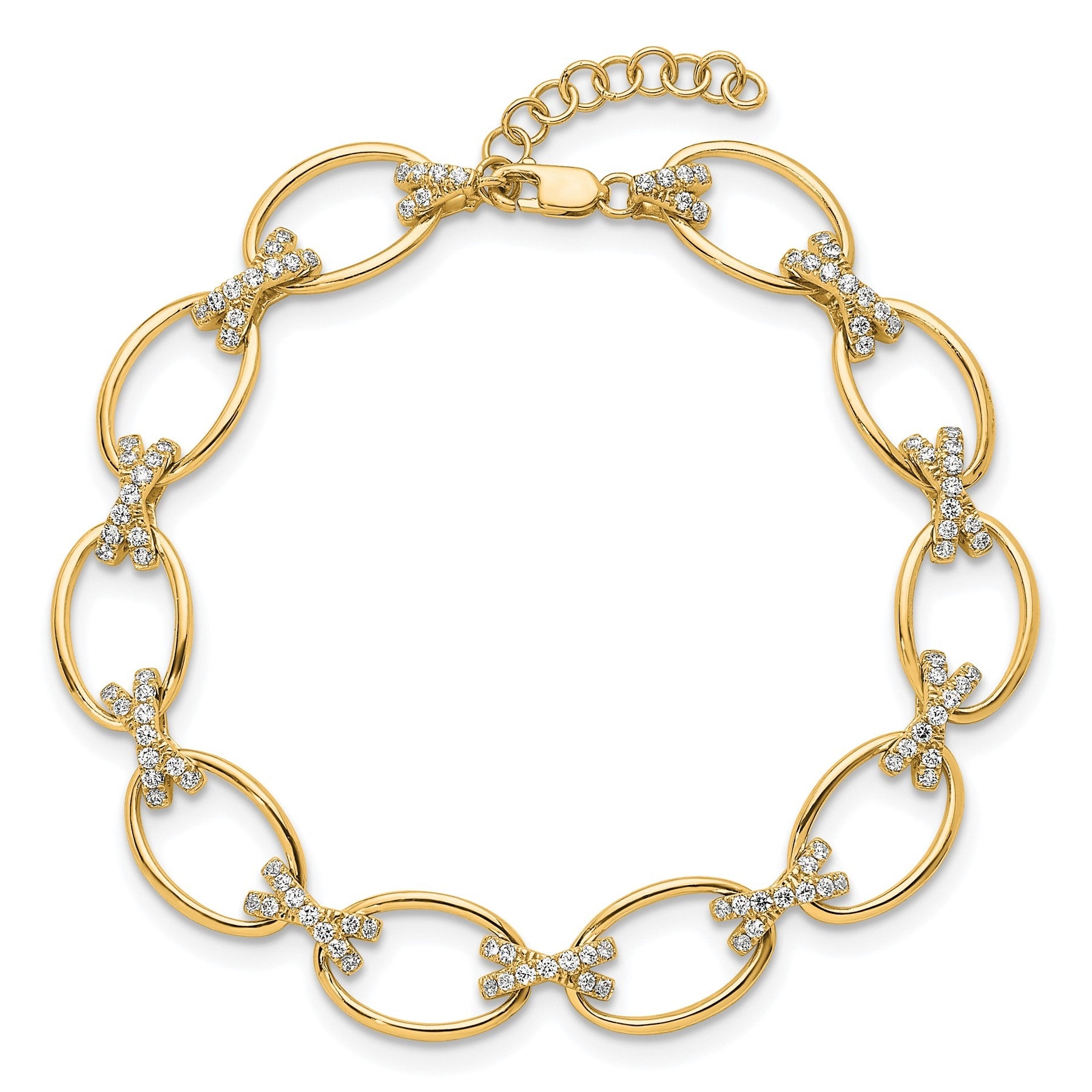 14k Yellow Gold 1/6 Carat Lab Diamond X and O Bracelet