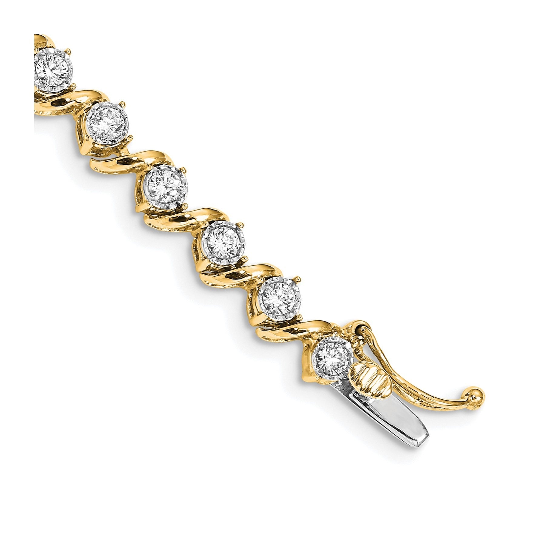 14k Yellow Gold Lab Grown Diamond Fancy Tennis Bracelet